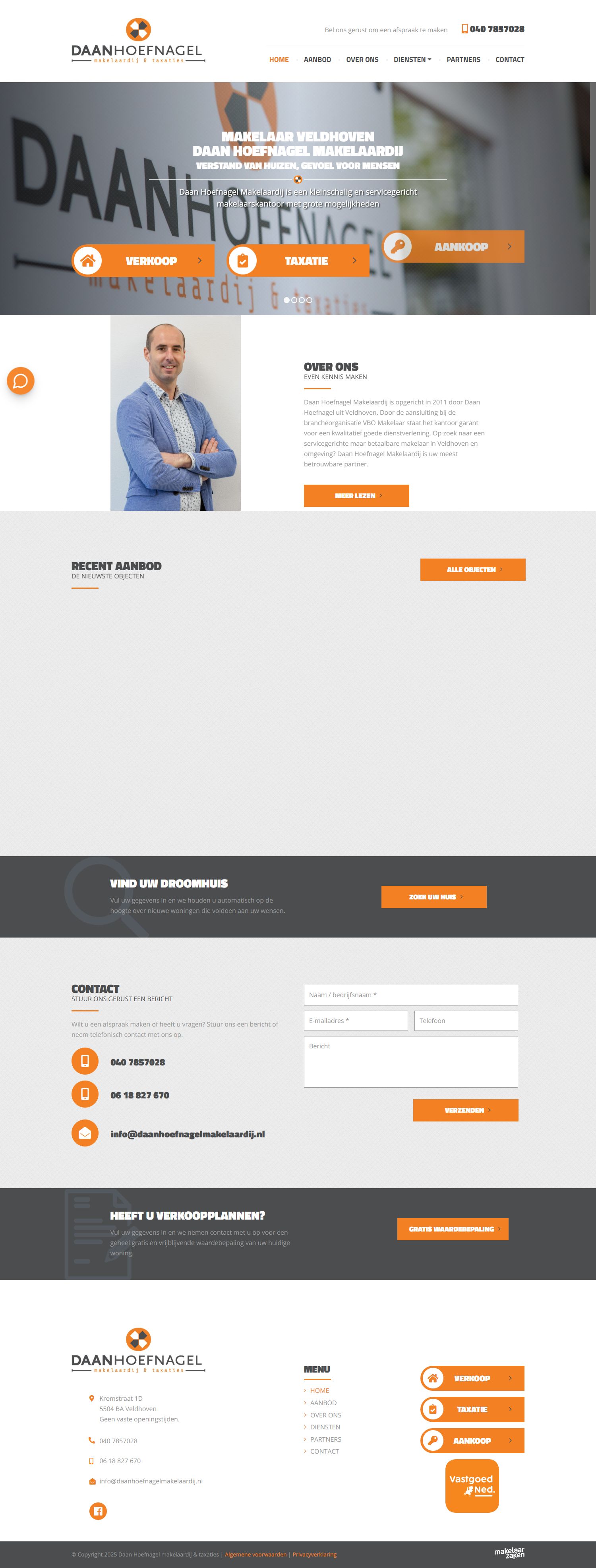 Screenshot of the website of www.daanhoefnagelmakelaardij.nl