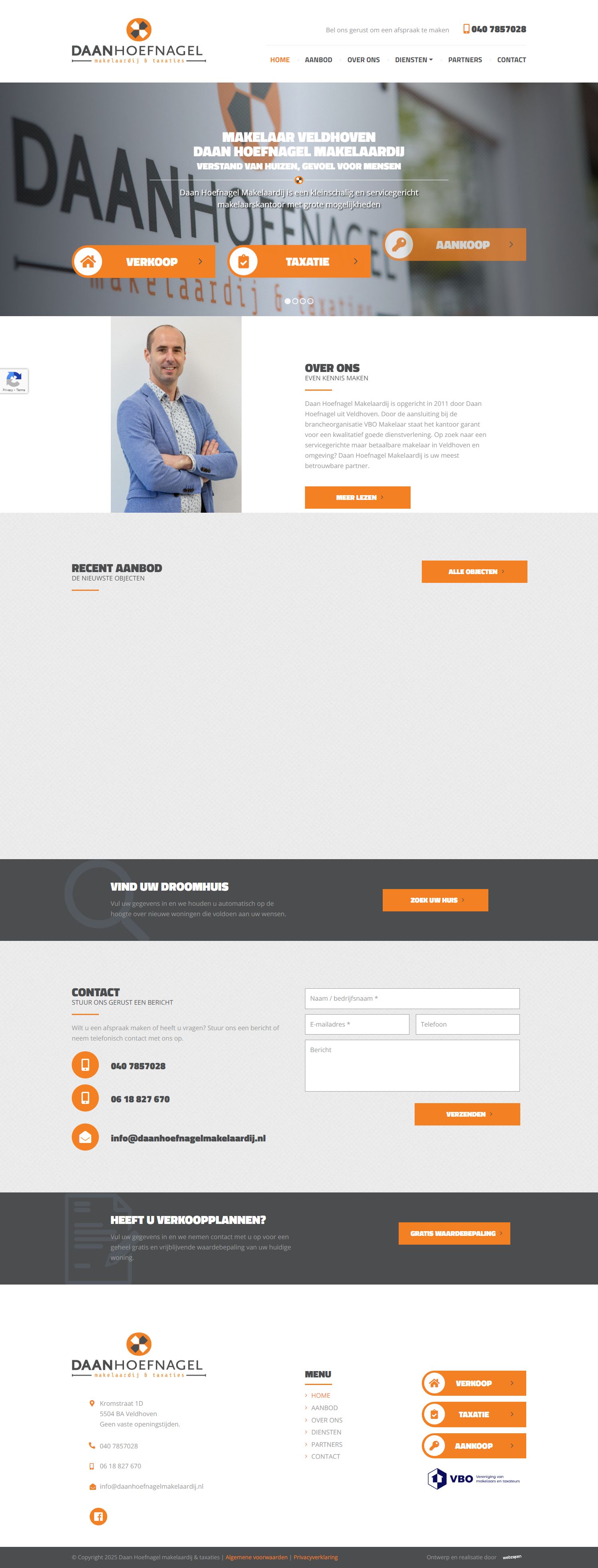 Screenshot van de website van www.daanhoefnagelmakelaardij.nl
