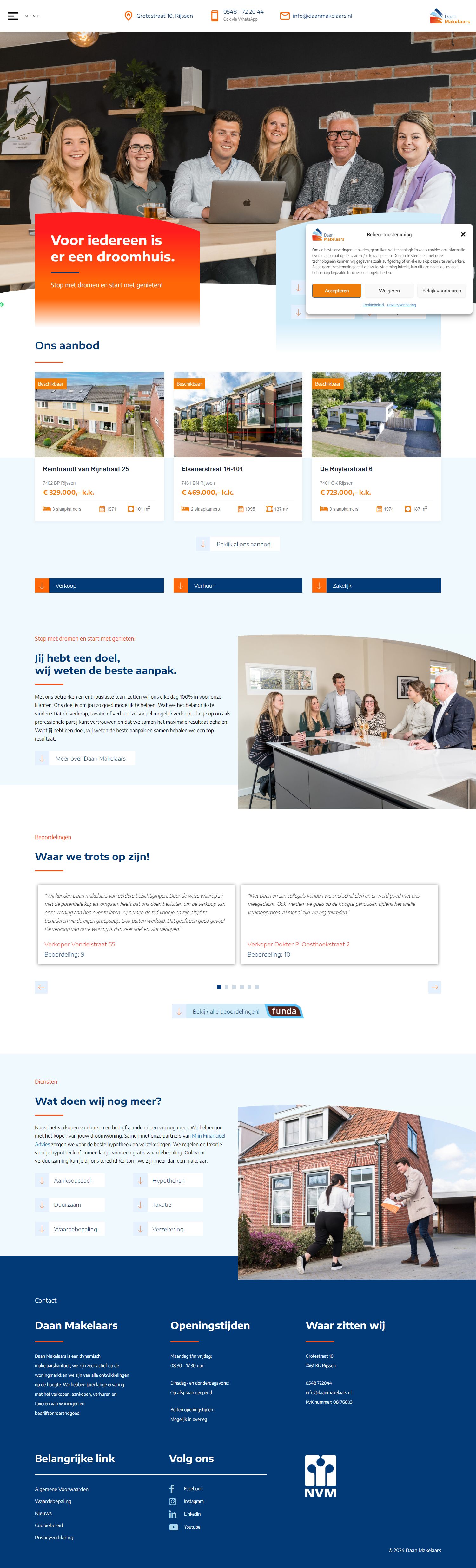 Screenshot van de website van www.daanmakelaars.nl