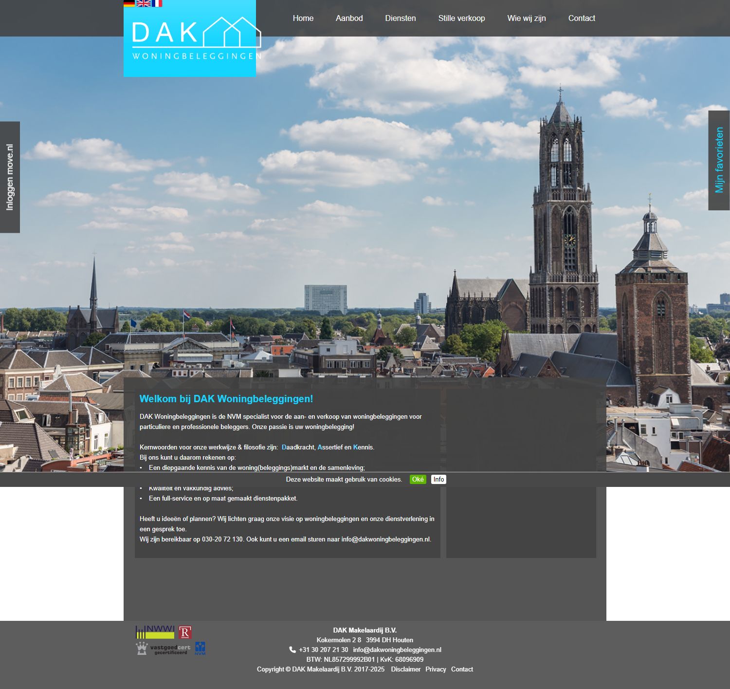 Screenshot van de website van www.dakwoningbeleggingen.nl