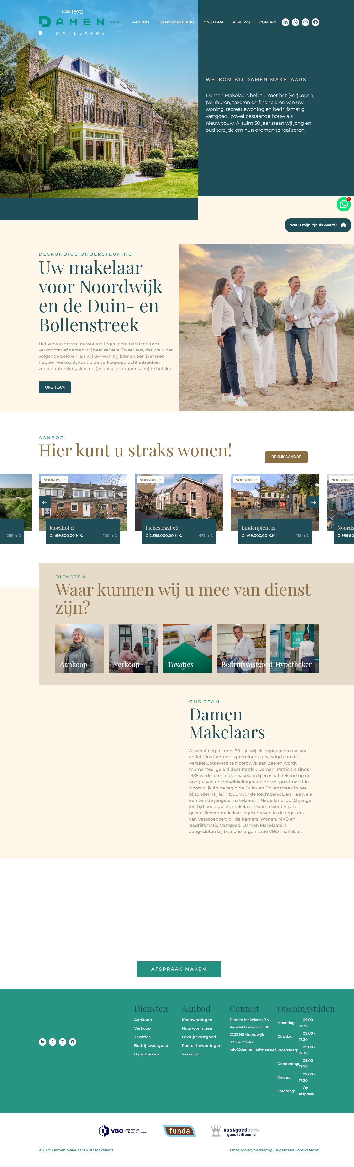 Screenshot van de website van www.damenmakelaars.nl