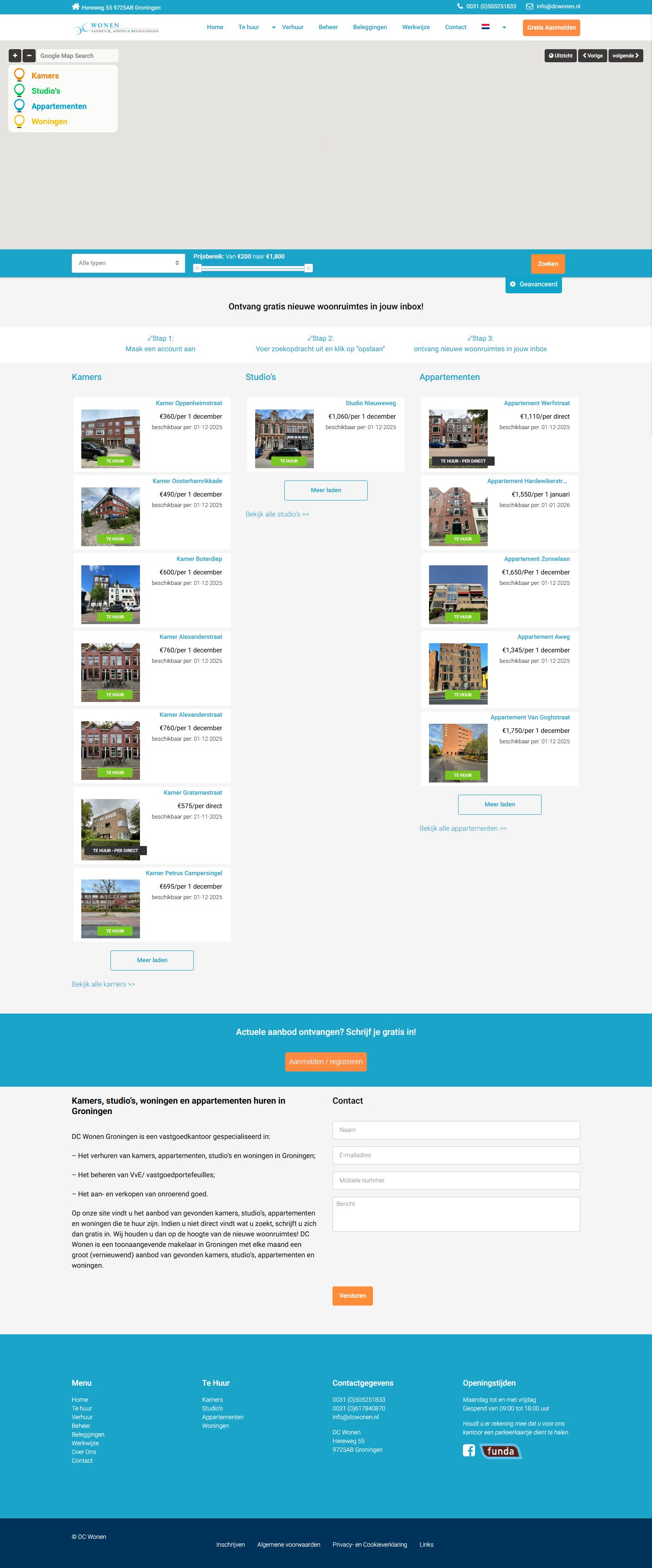 Capture d'écran du site web de www.dcwonen.nl