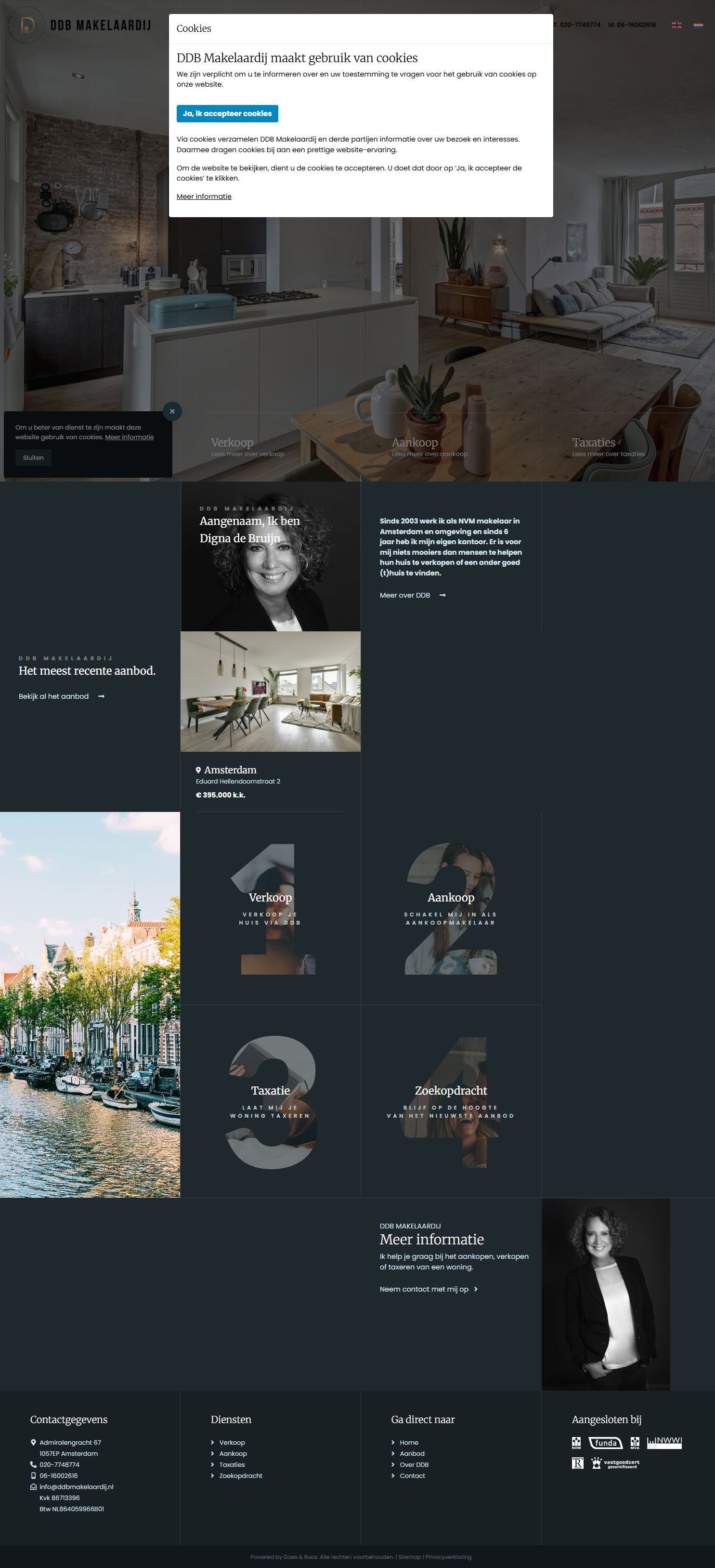 Screenshot van de website van www.ddbmakelaardij.nl