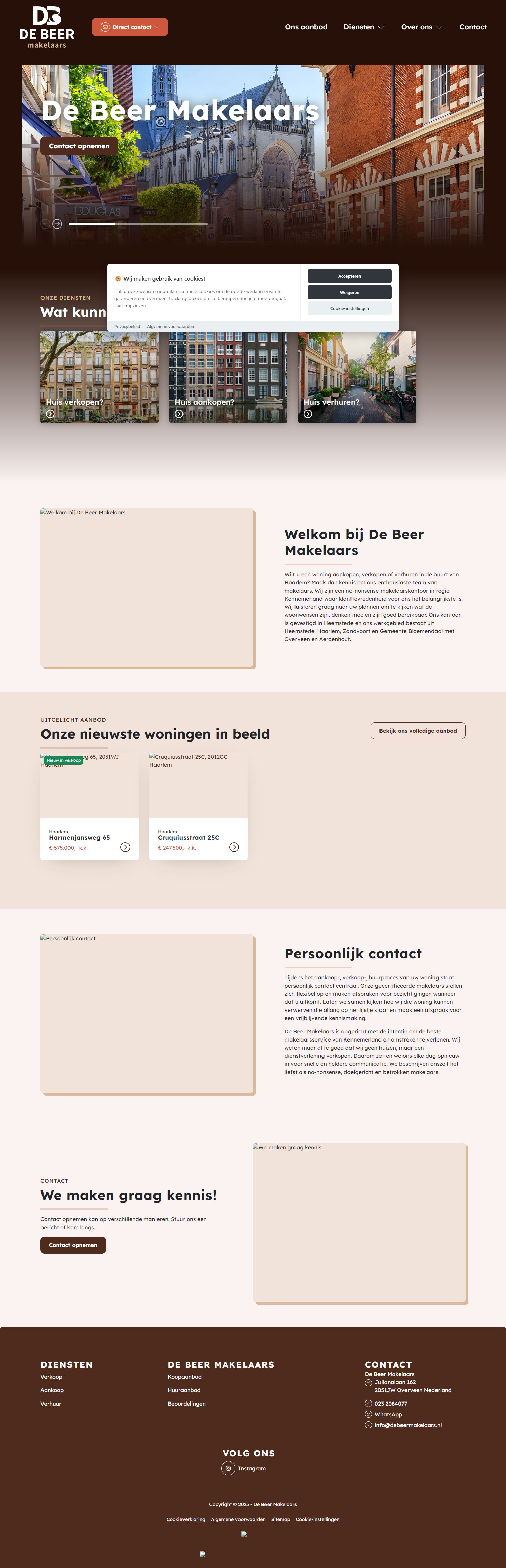 Screenshot van de website van www.debeermakelaars.nl