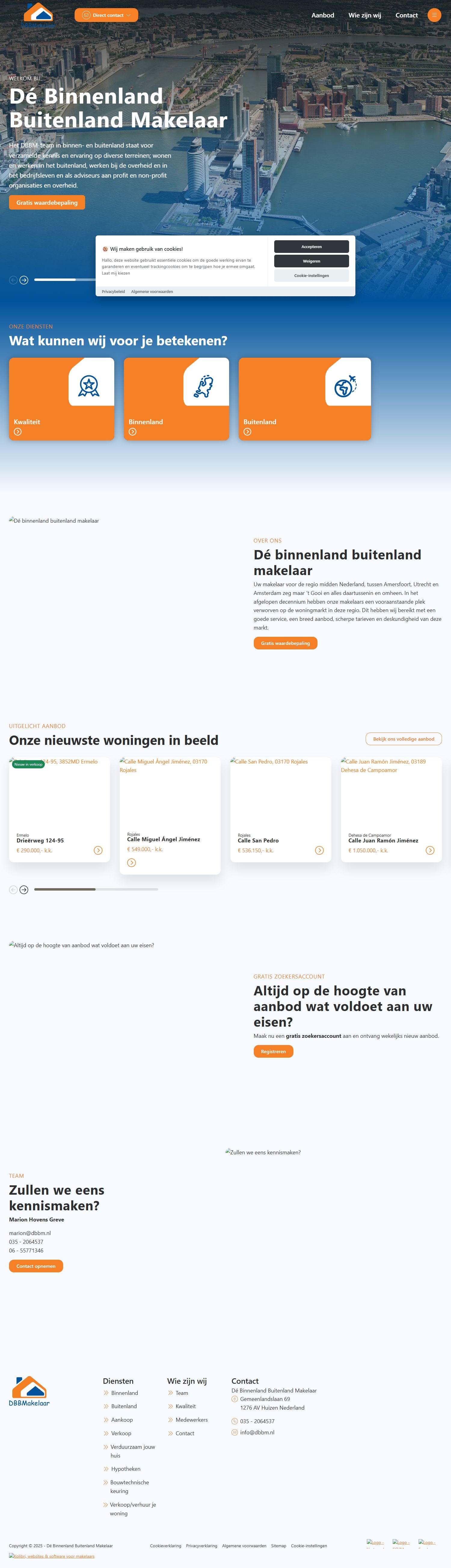 Screenshot van de website van www.dbbm.nl