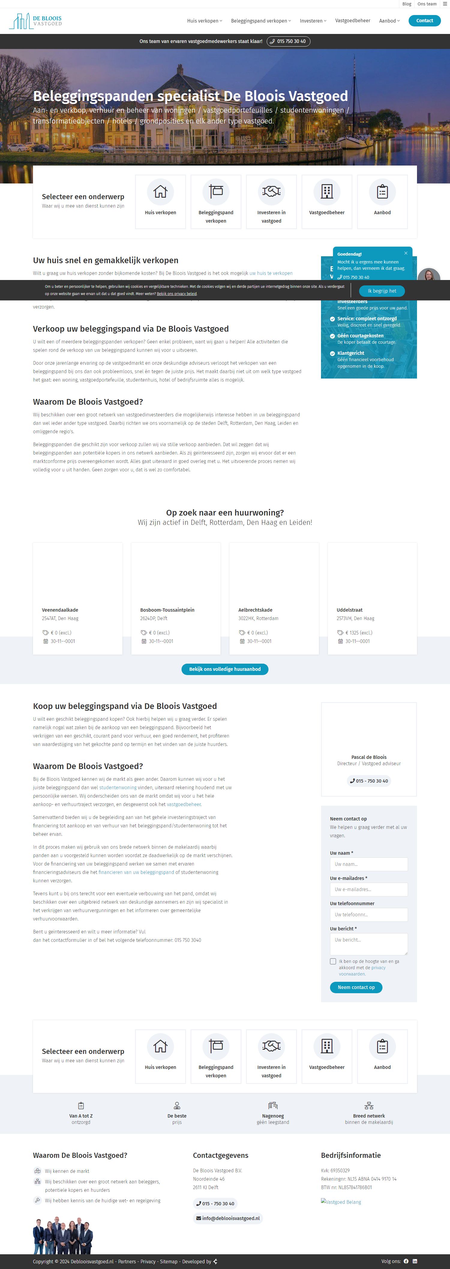 Screenshot van de website van www.deblooisvastgoed.nl