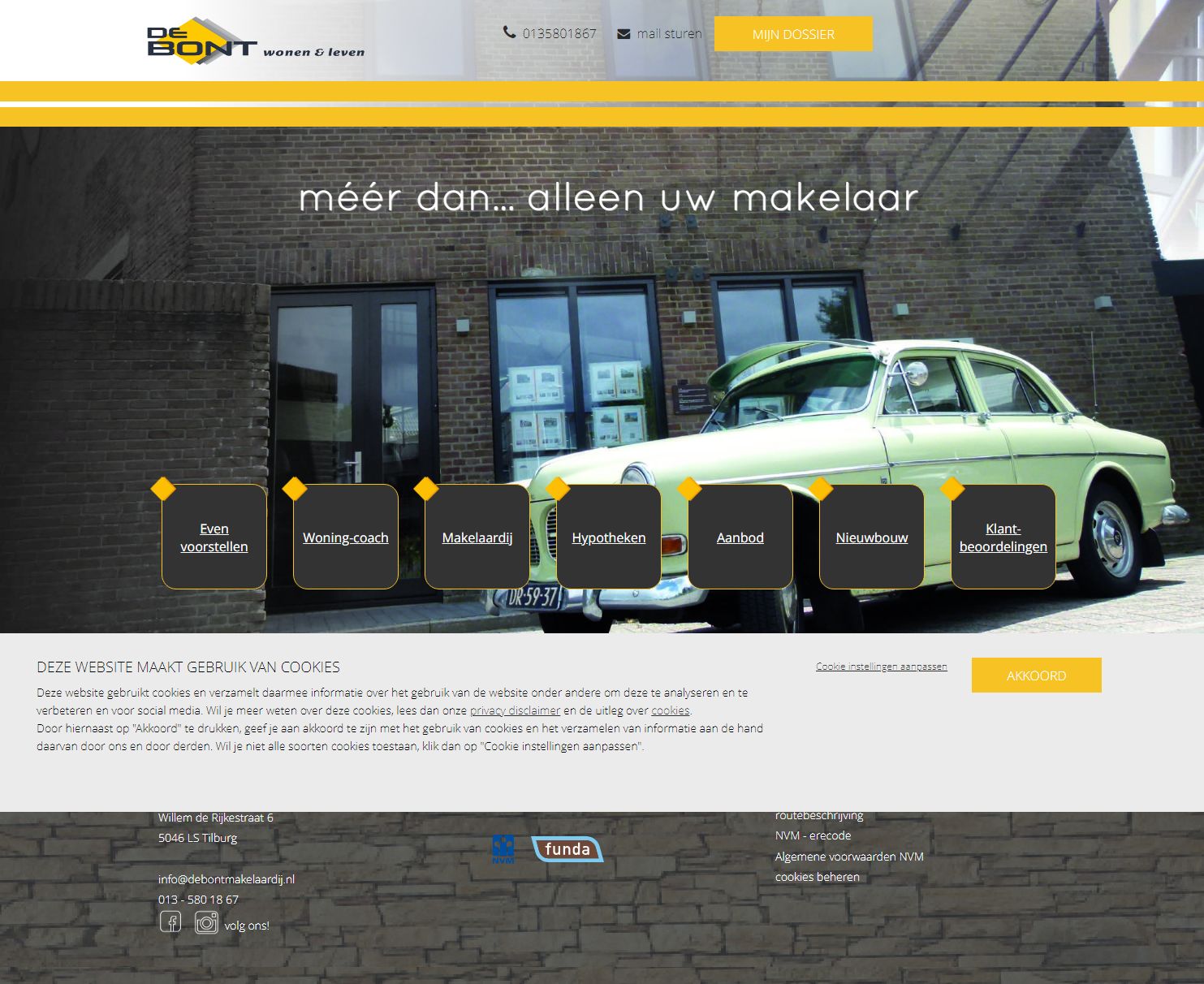 Screenshot van de website van www.debontmakelaardij.nl