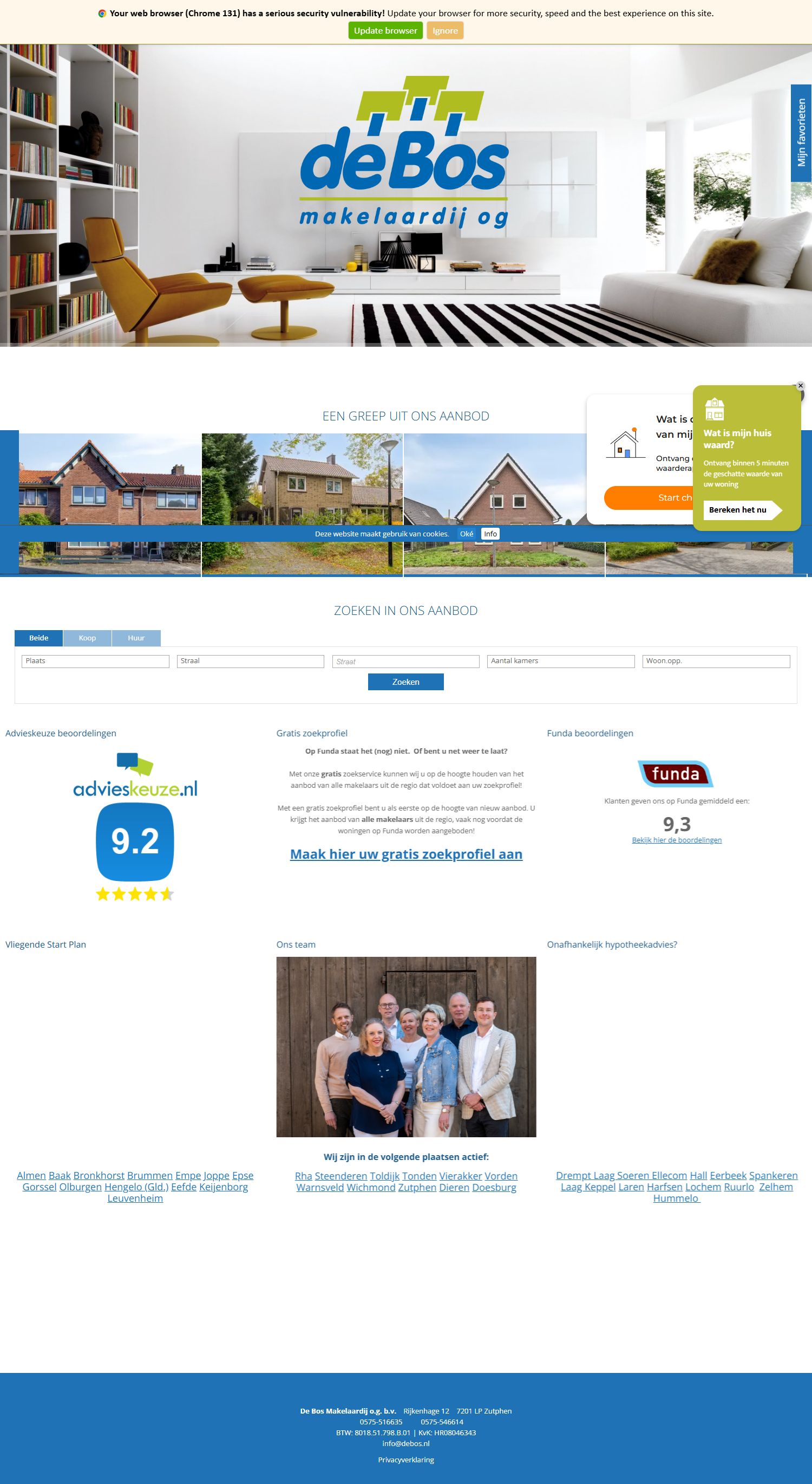 Screenshot van de website van www.debos.nl