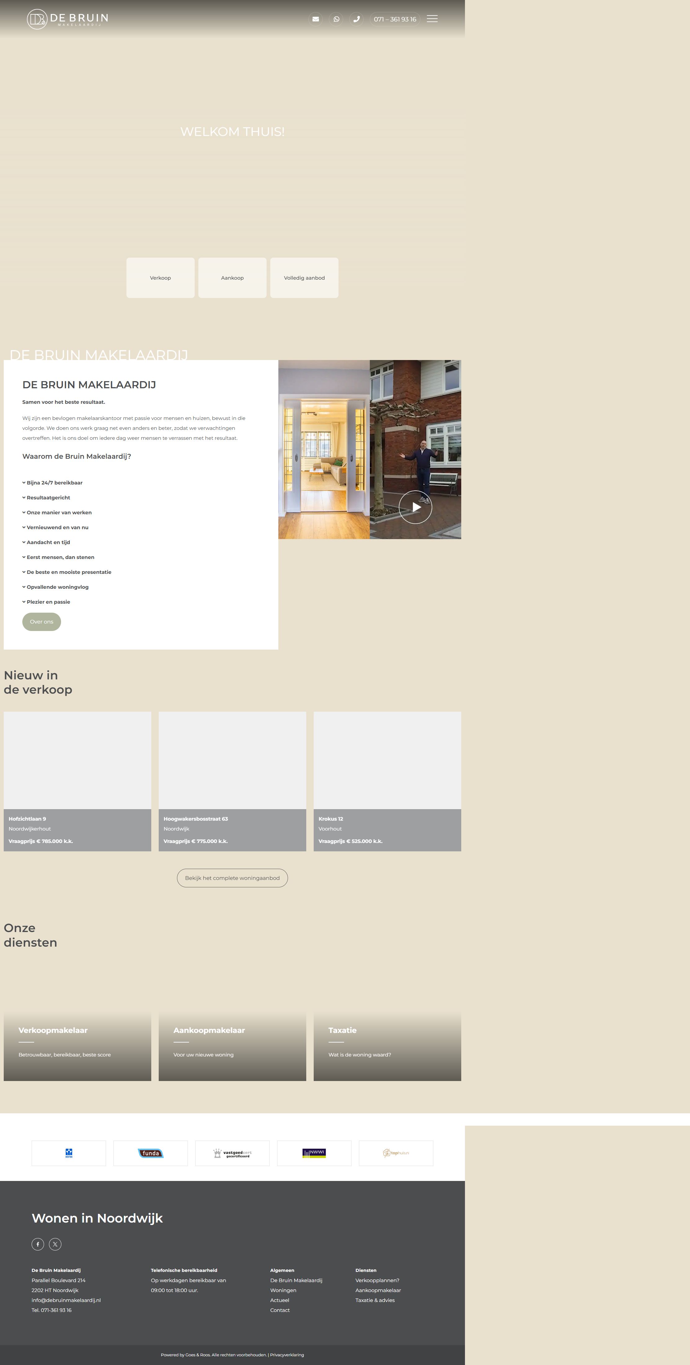 Capture d'écran du site web de www.debruinmakelaardij.nl