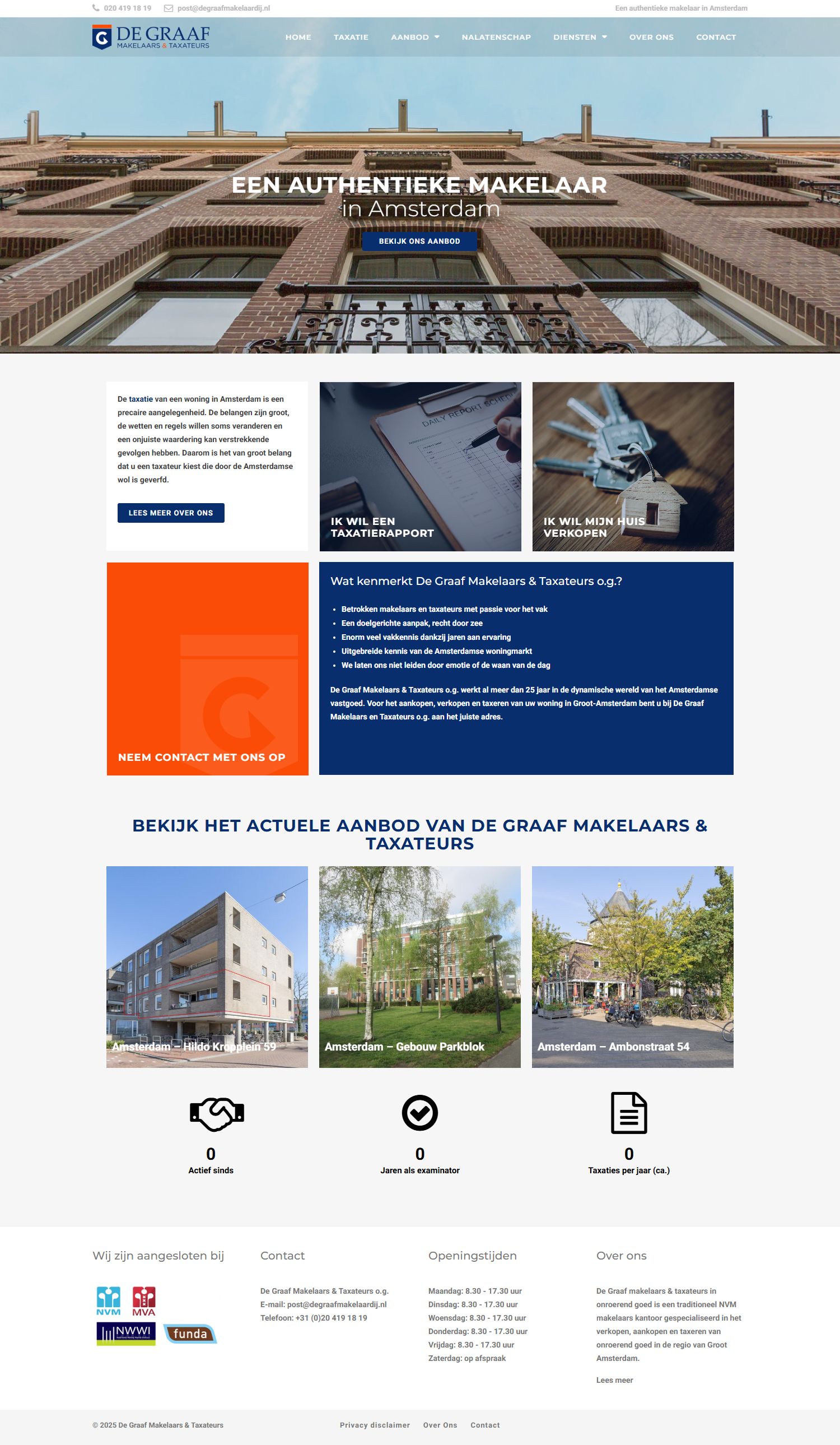 Screenshot van de website van www.degraafmakelaardij.nl