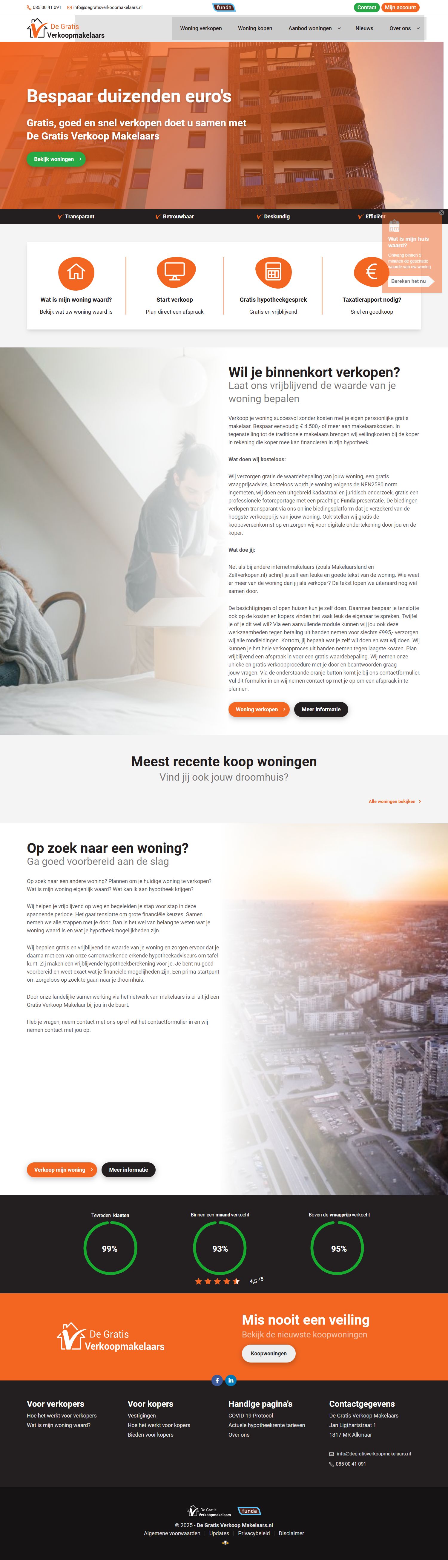 Screenshot of the website of www.degratisverkoopmakelaars.nl