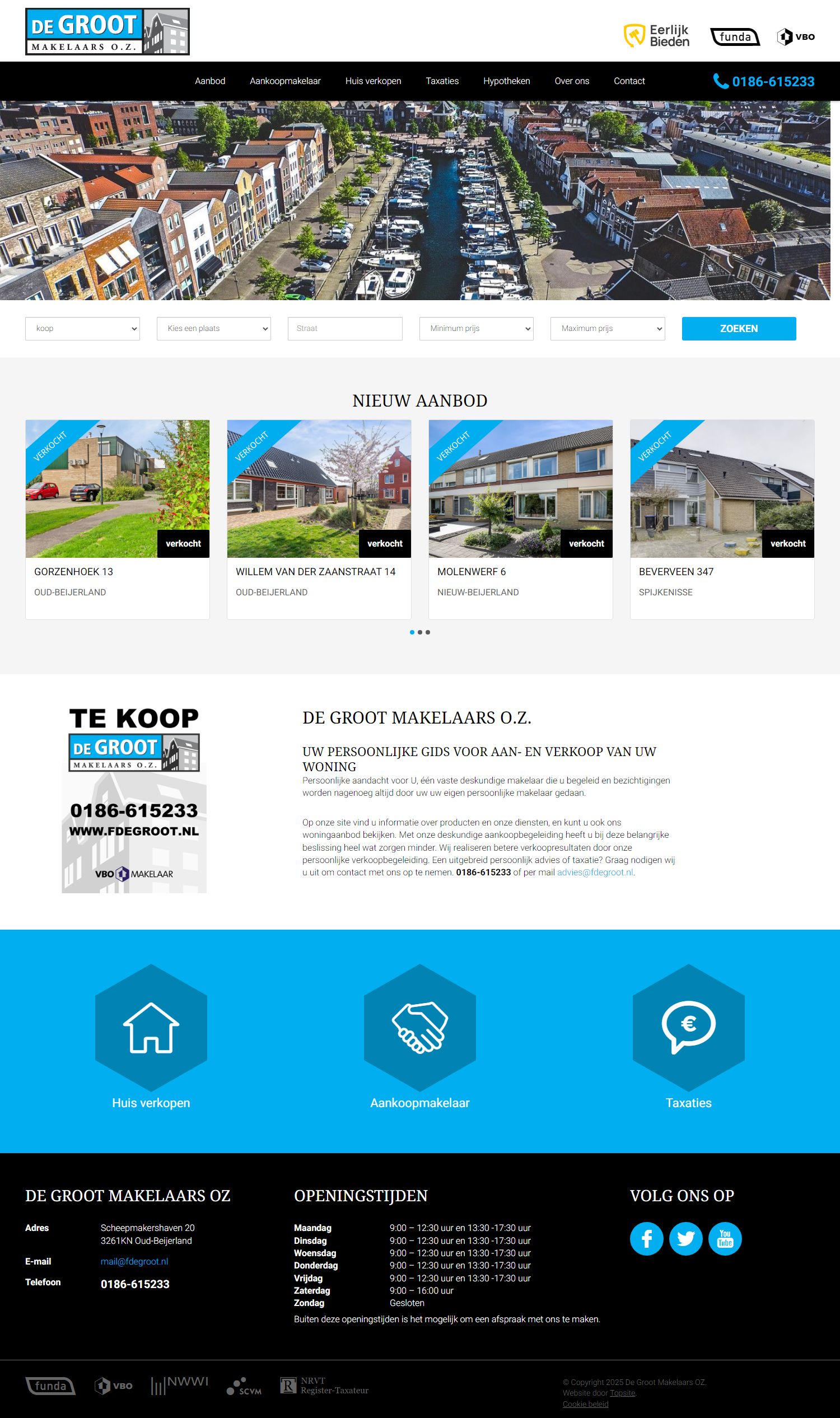 Screenshot van de website van www.degrootmakelaarsoz.nl
