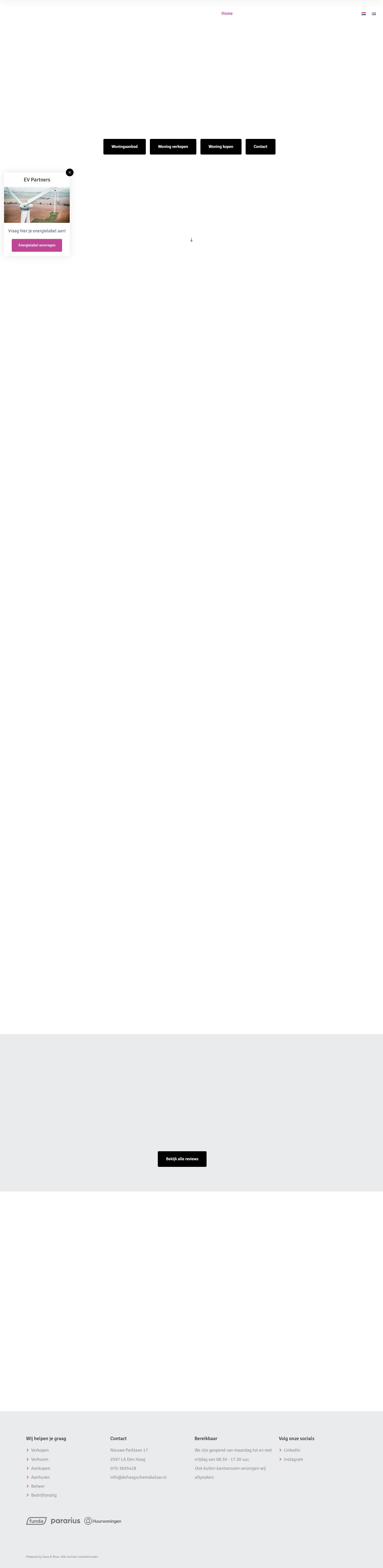 Capture d'écran du site web de www.dehaagschemakelaar.nl