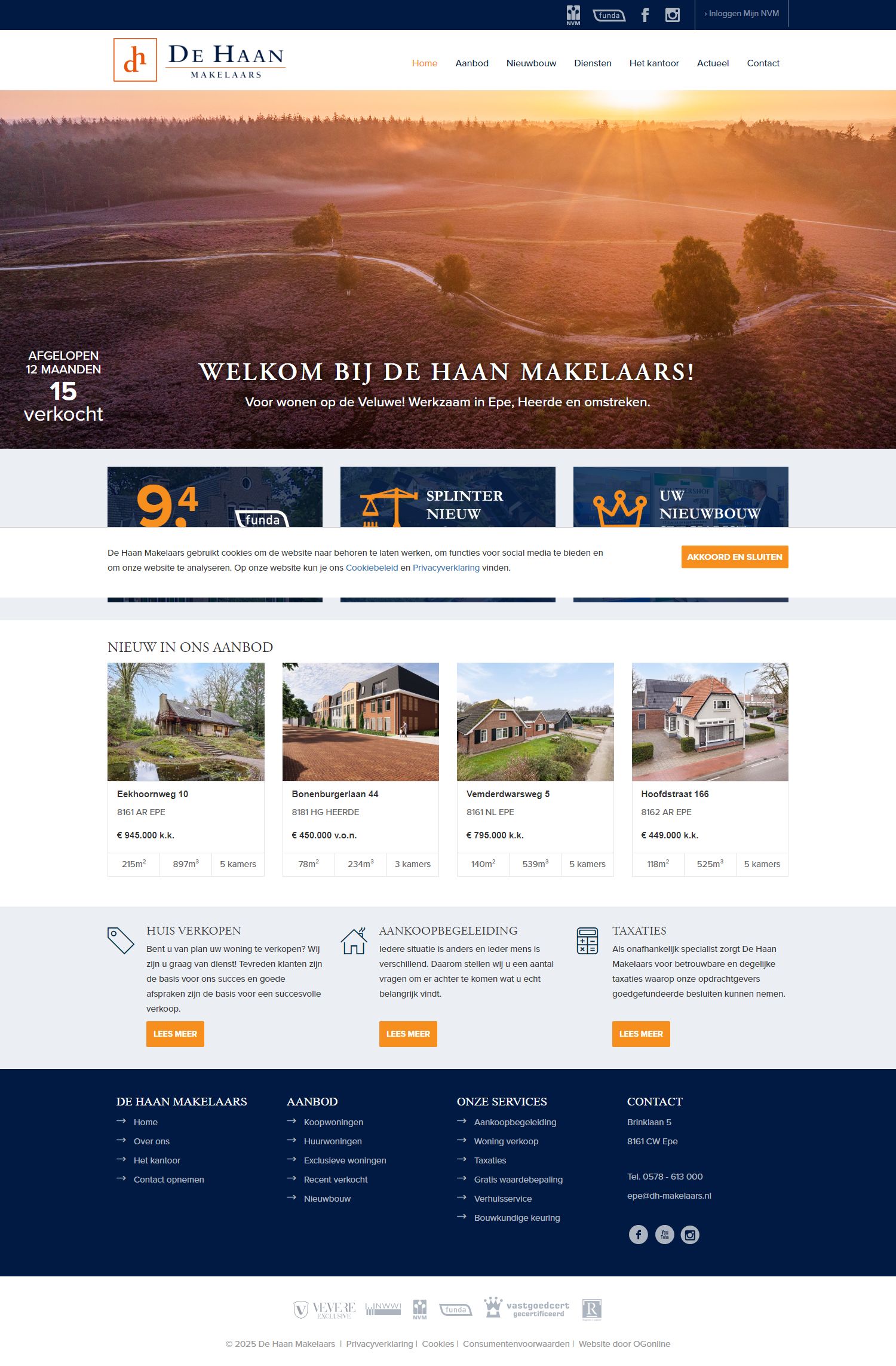 Screenshot van de website van www.dehaan-makelaars.nl