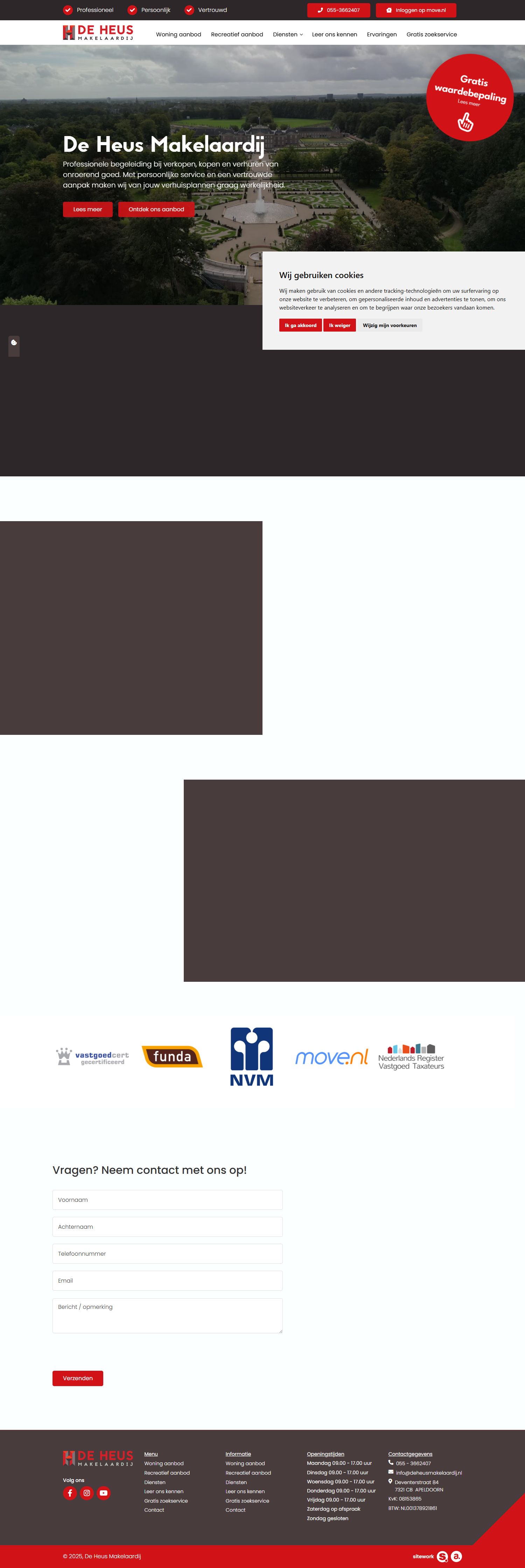 Capture d'écran du site web de www.deheusmakelaardij.nl