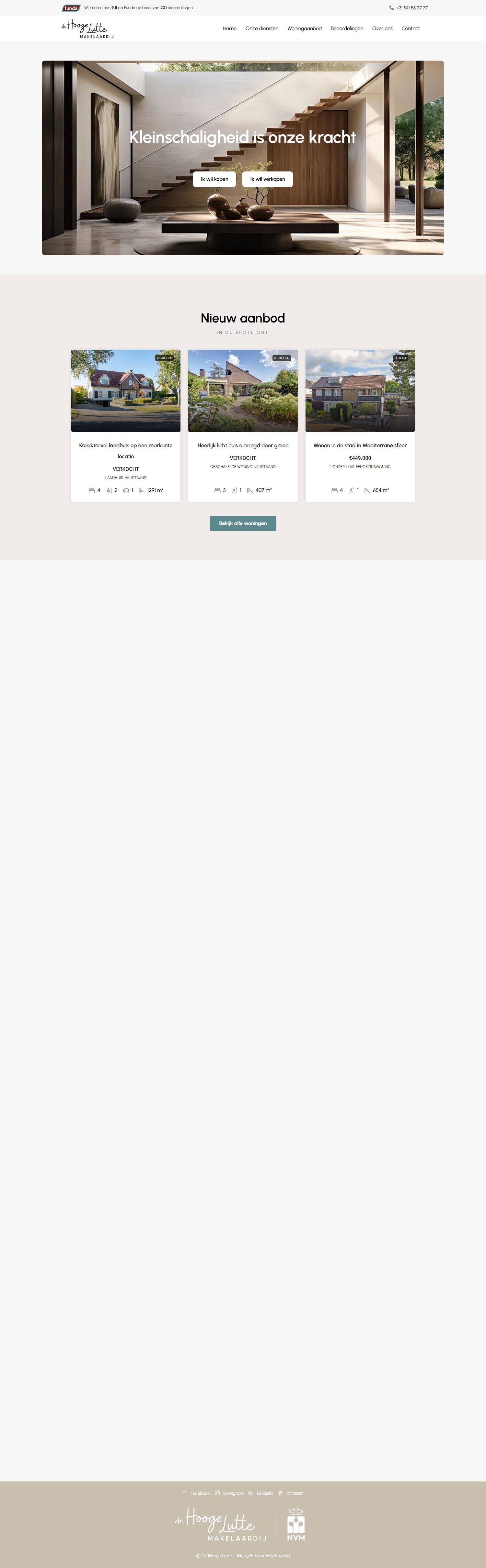 Screenshot of the website of www.dehoogelutte.nl