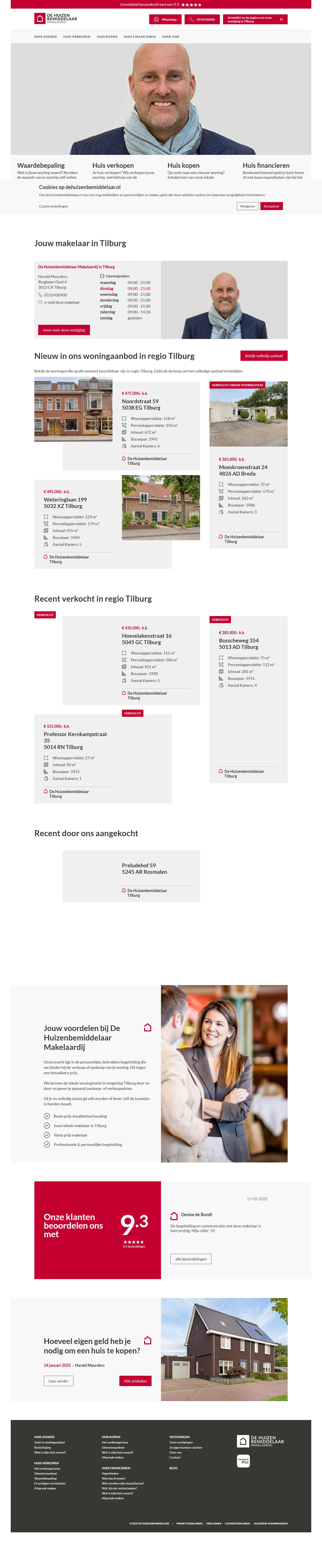 Screenshot der Website von www.dehuizenbemiddelaar.nl