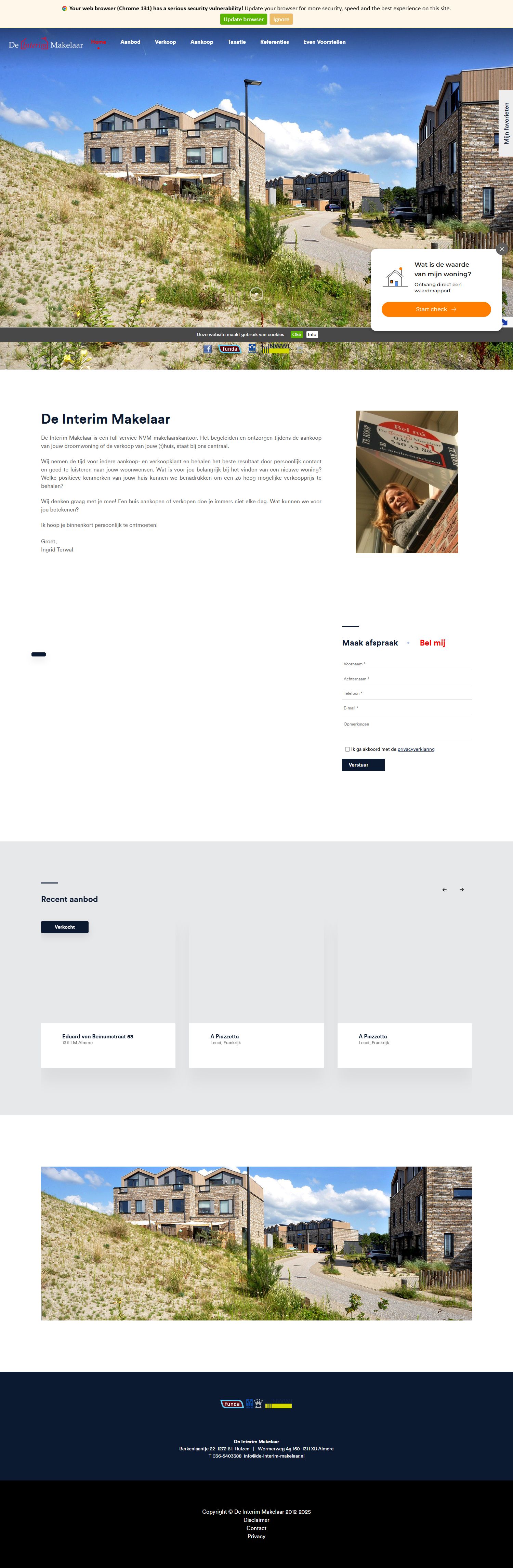 Screenshot der Website von www.de-interim-makelaar.nl