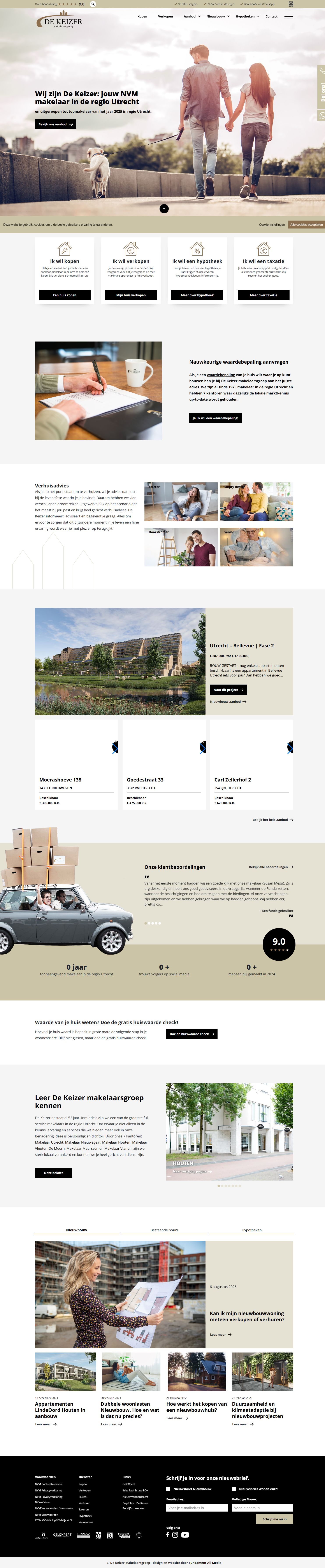 Screenshot of the website of www.dekeizer.nl