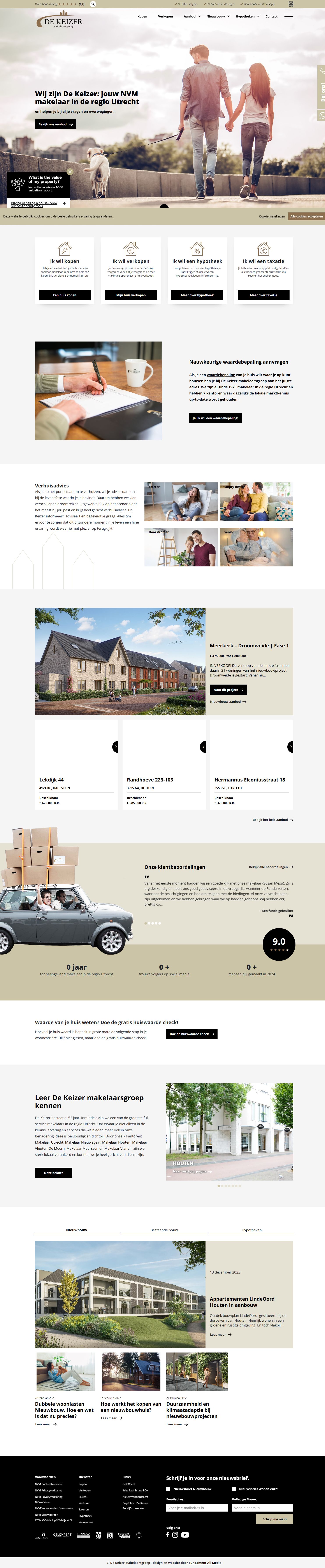 Screenshot van de website van www.dekeizervechtstreek.nl