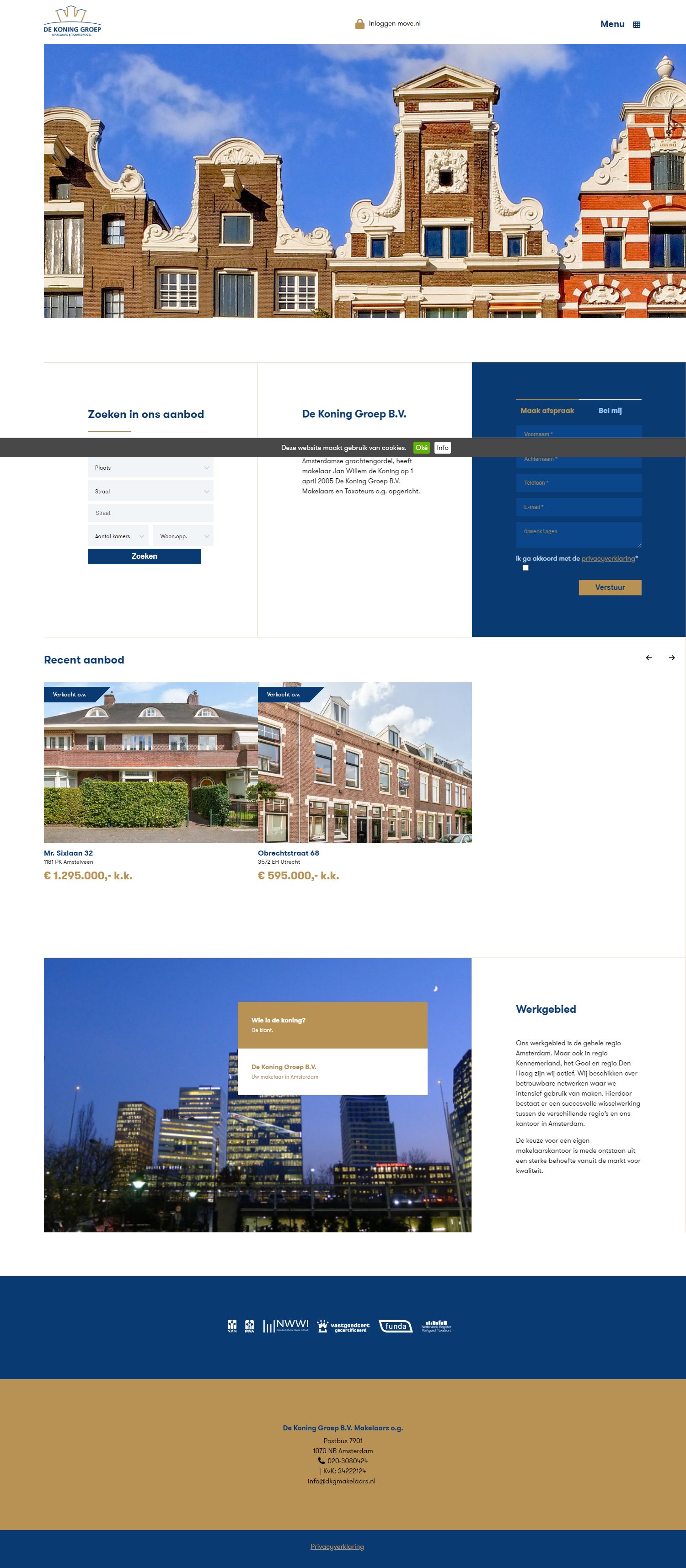 Screenshot van de website van www.dkgmakelaars.nl