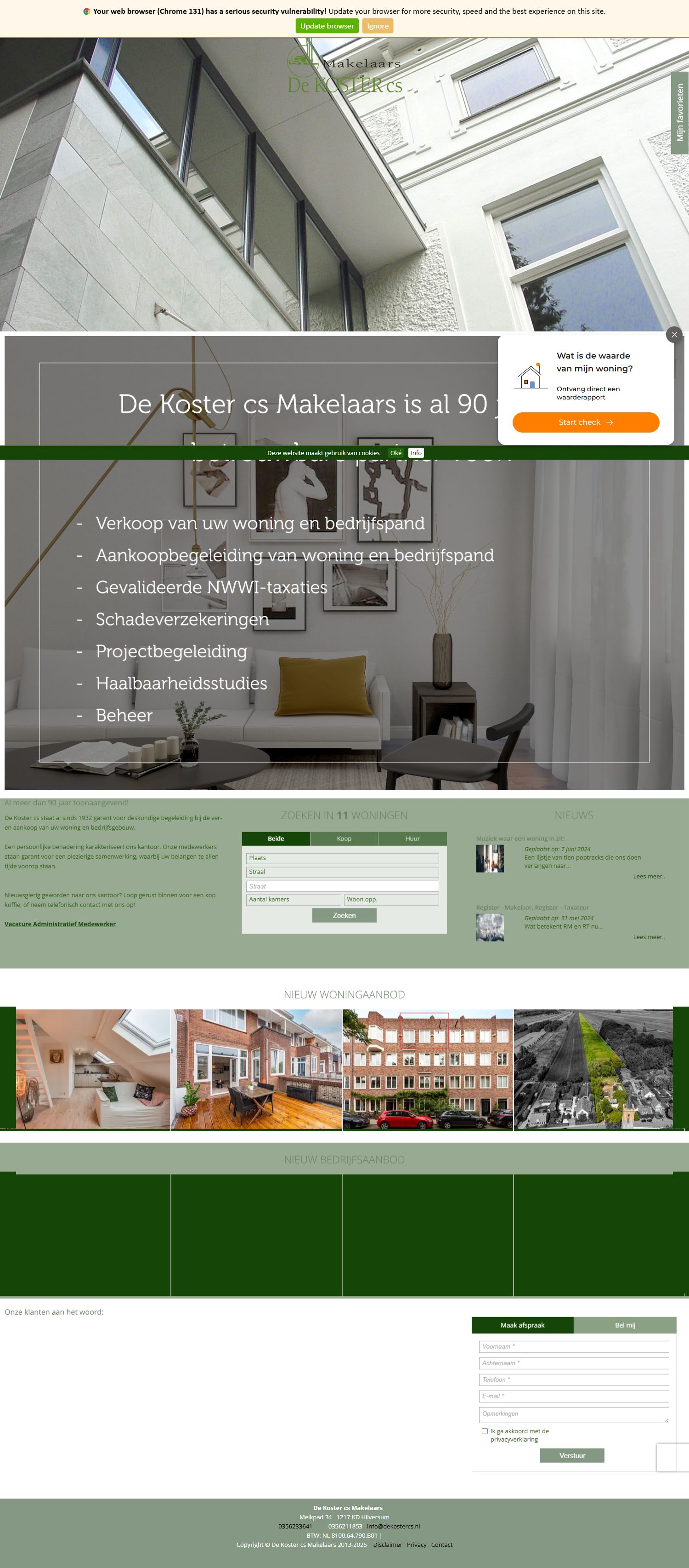 Screenshot of the website of www.dekostercs.nl