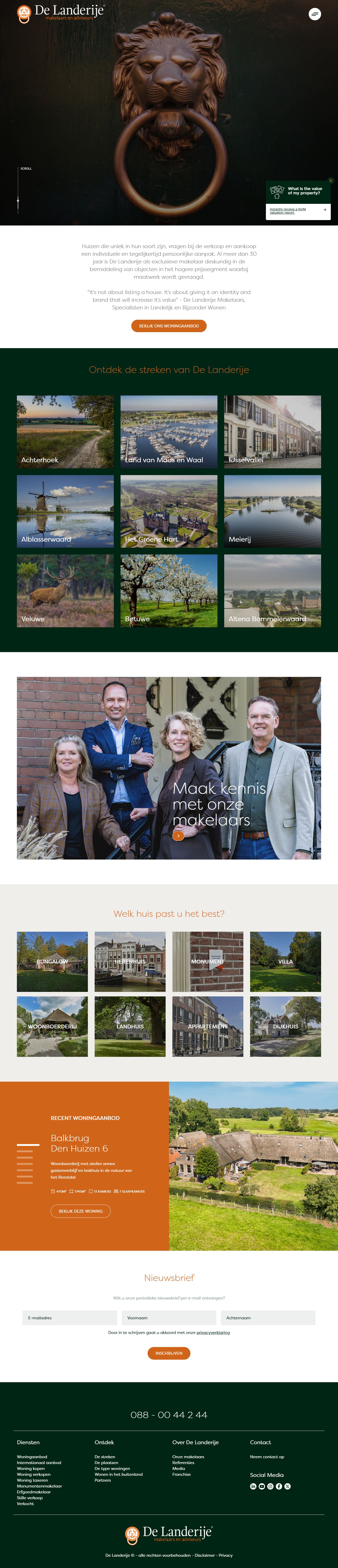 Screenshot of the website of www.landerije.nl