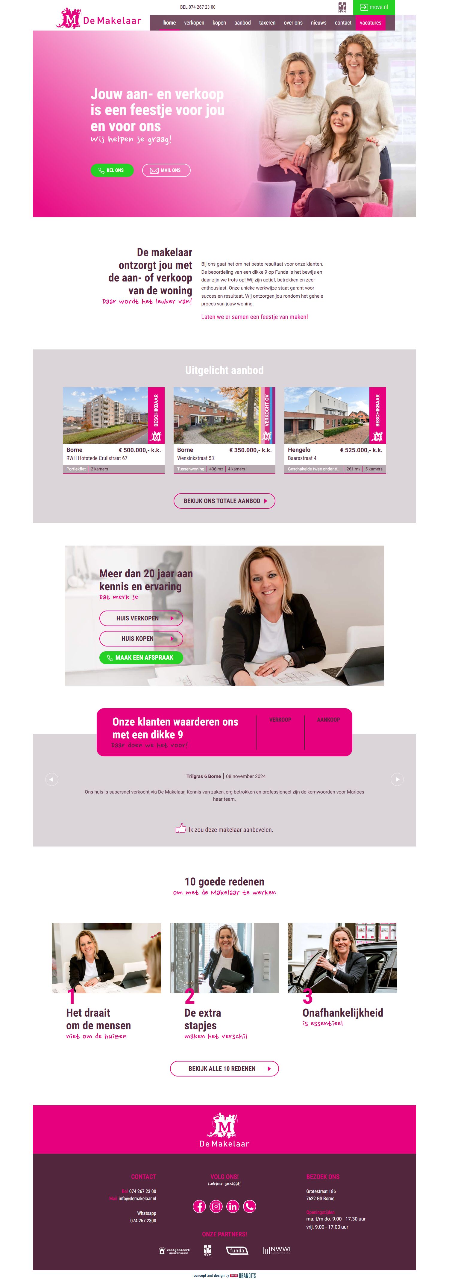 Screenshot of the website of www.demakelaar.nl