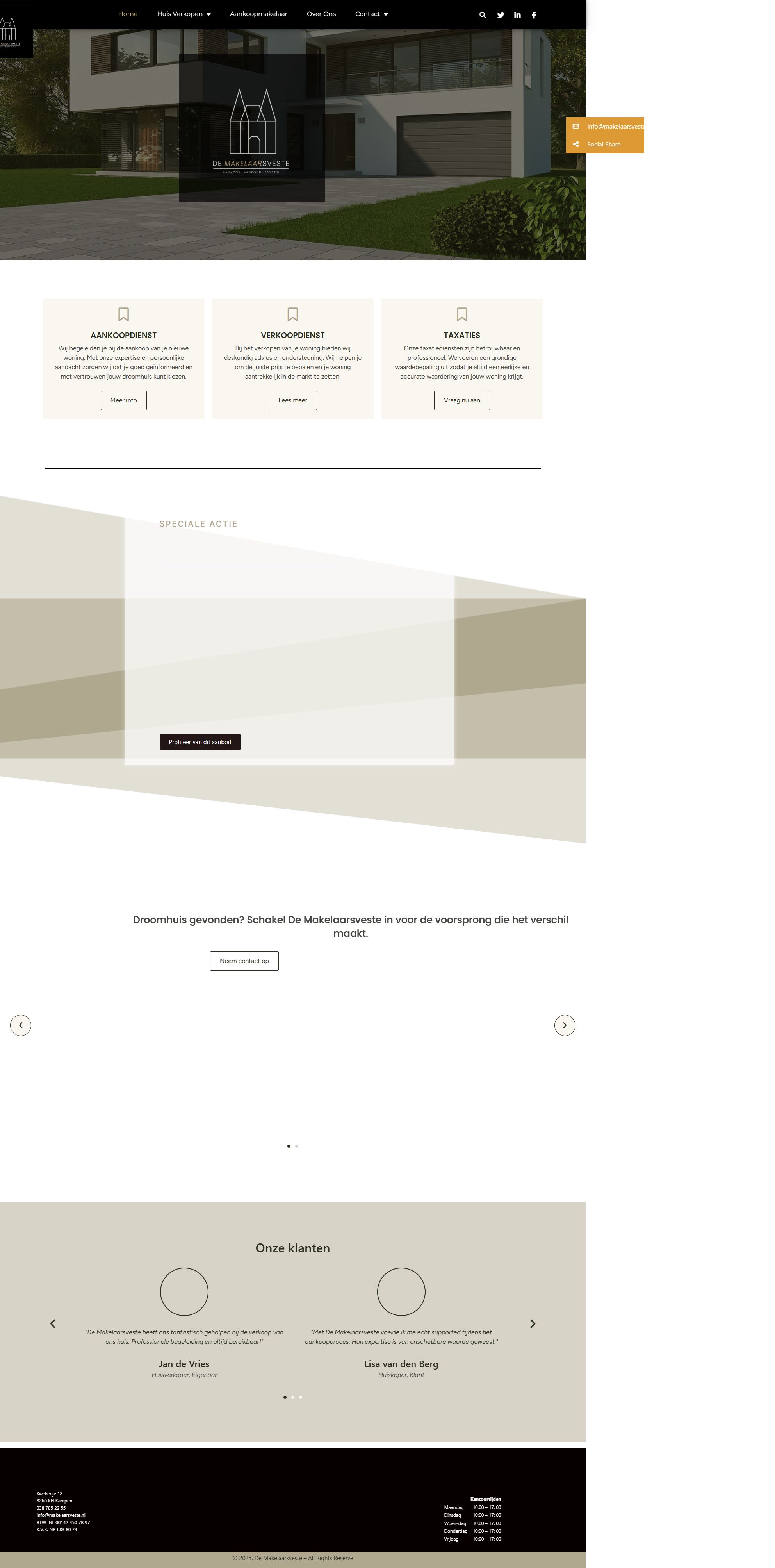 Screenshot of the website of www.makelaarsveste.nl