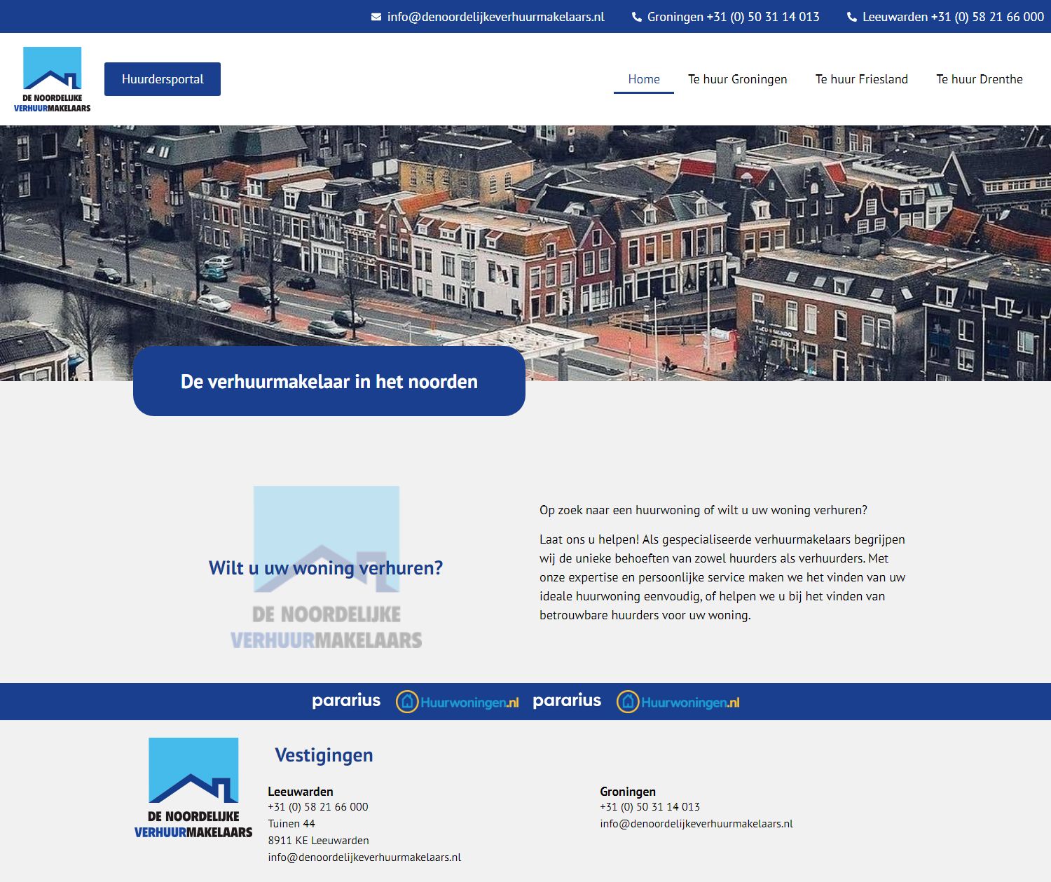 Screenshot van de website van www.deverhuur.nl