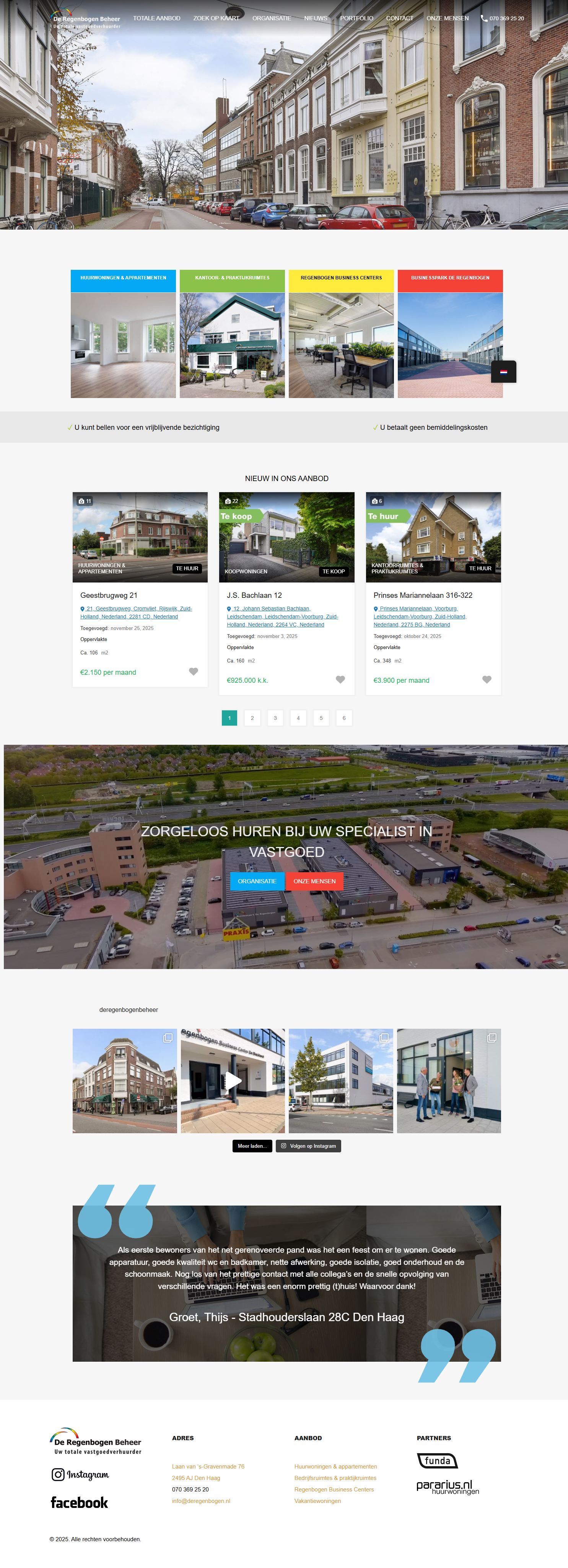 Screenshot van de website van www.deregenbogen.nl