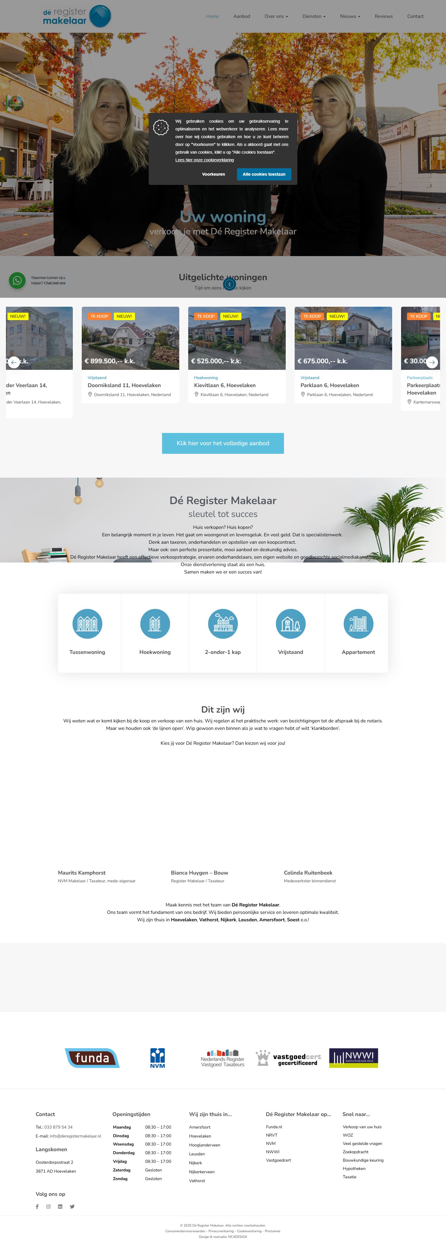 Screenshot of the website of www.deregistermakelaar.nl