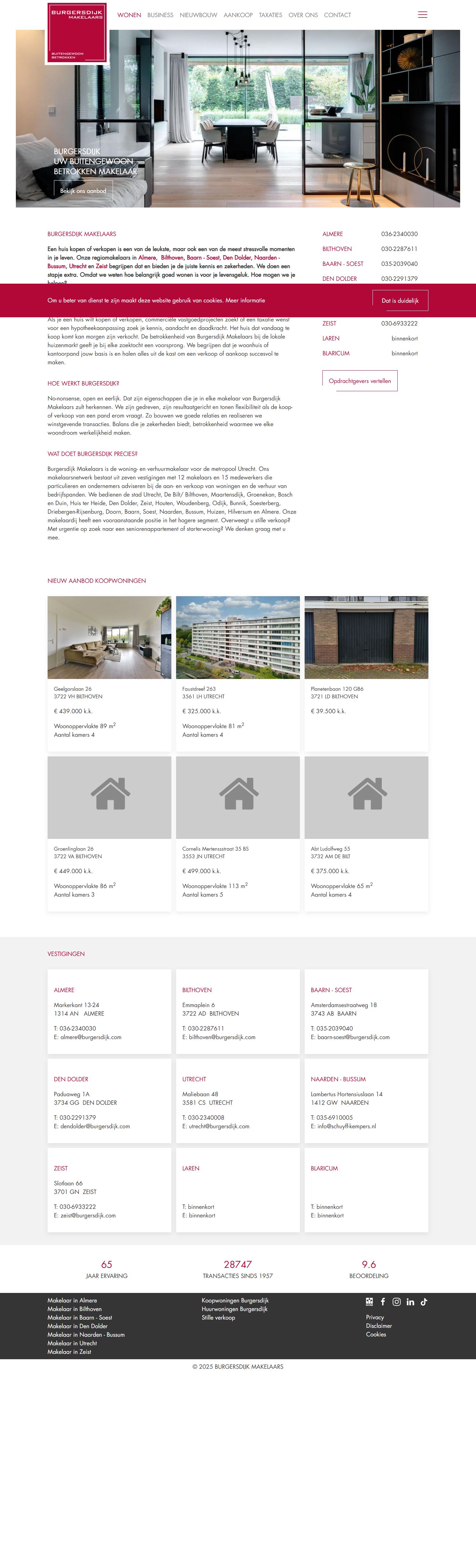 Screenshot of the website of www.deruitermakelaars.nl