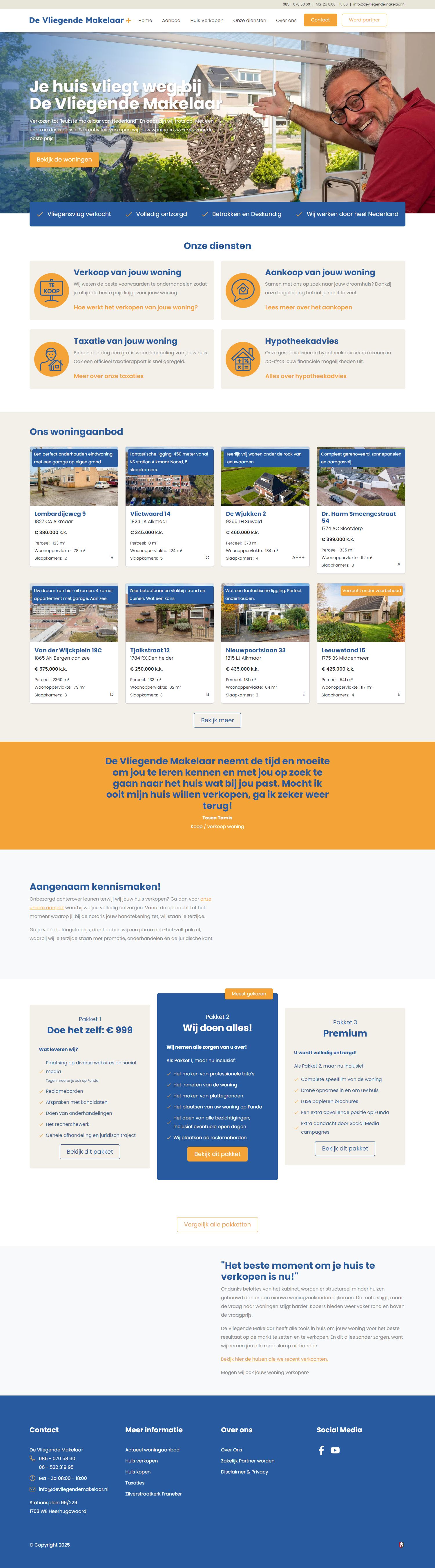 Screenshot van de website van www.devliegendemakelaar.nl