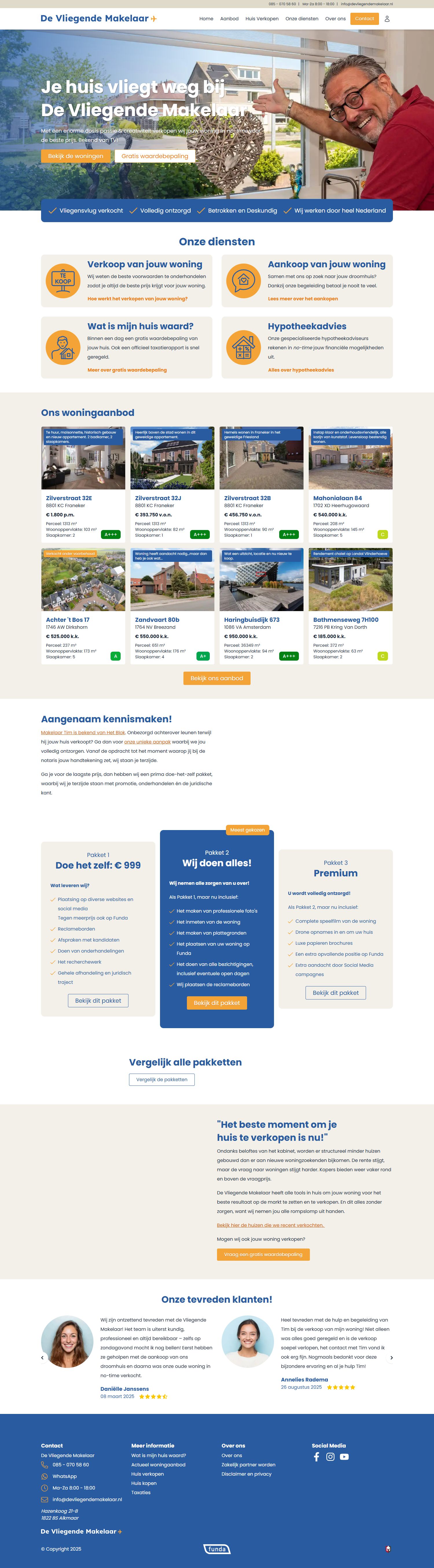 Screenshot van de website van www.devliegendemakelaar.nl
