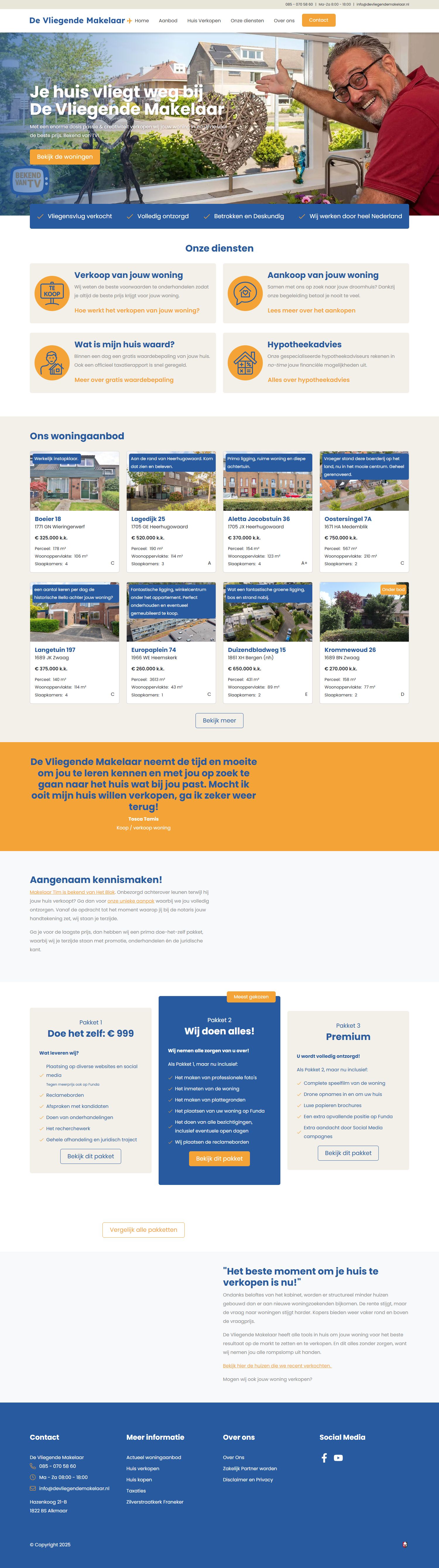 Screenshot van de website van www.devliegendemakelaar.nl