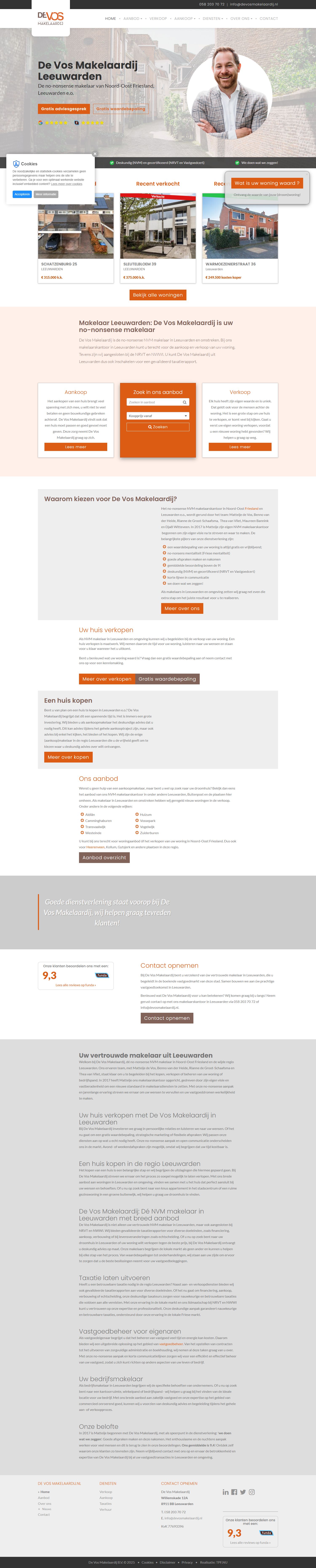 Screenshot of the website of www.devosmakelaardij.nl