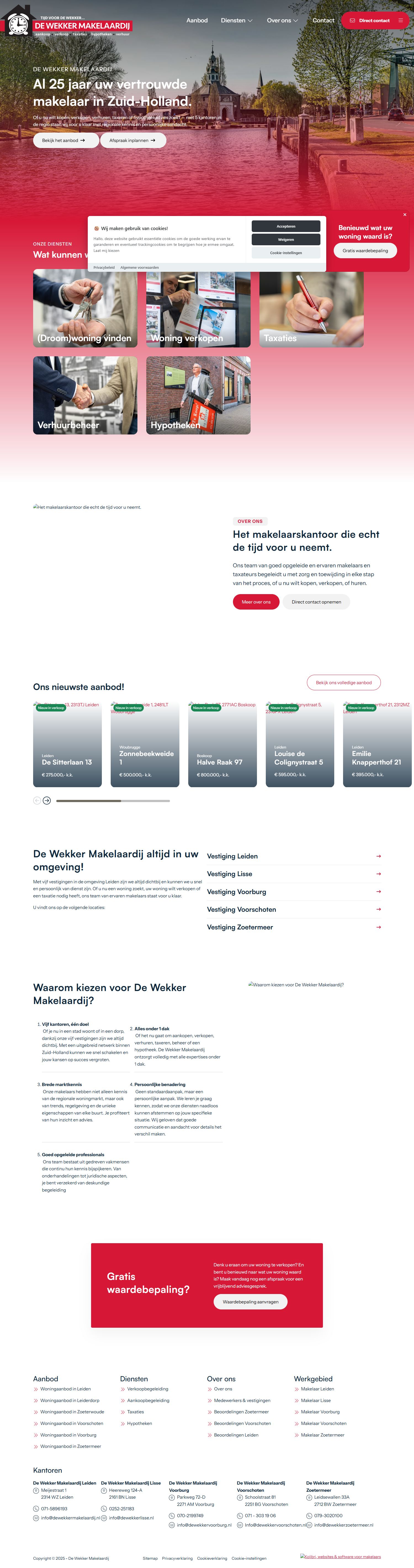 Screenshot der Website von www.dewekkermakelaardij.nl