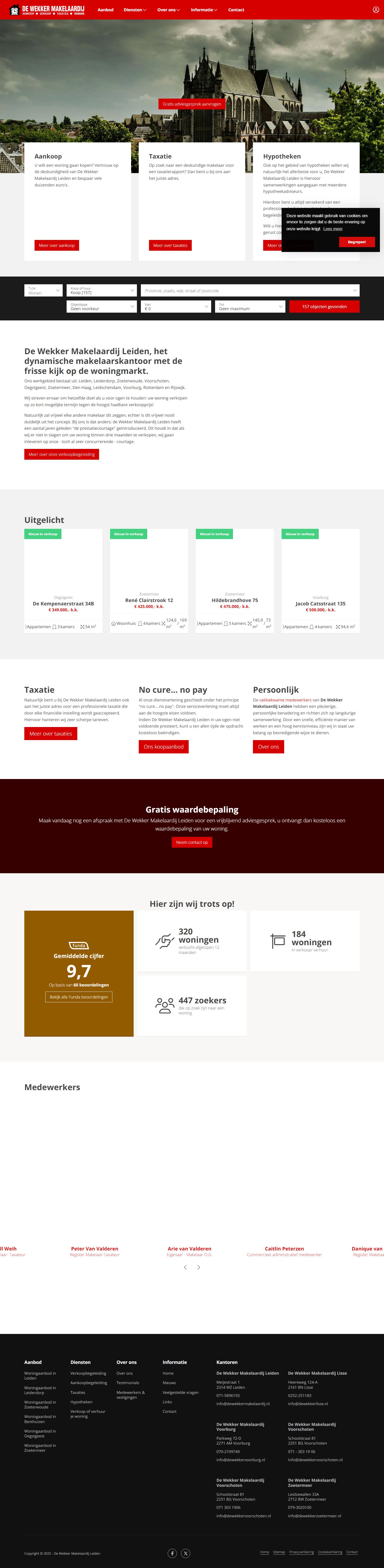 Screenshot van de website van www.dewekkermakelaardij.nl
