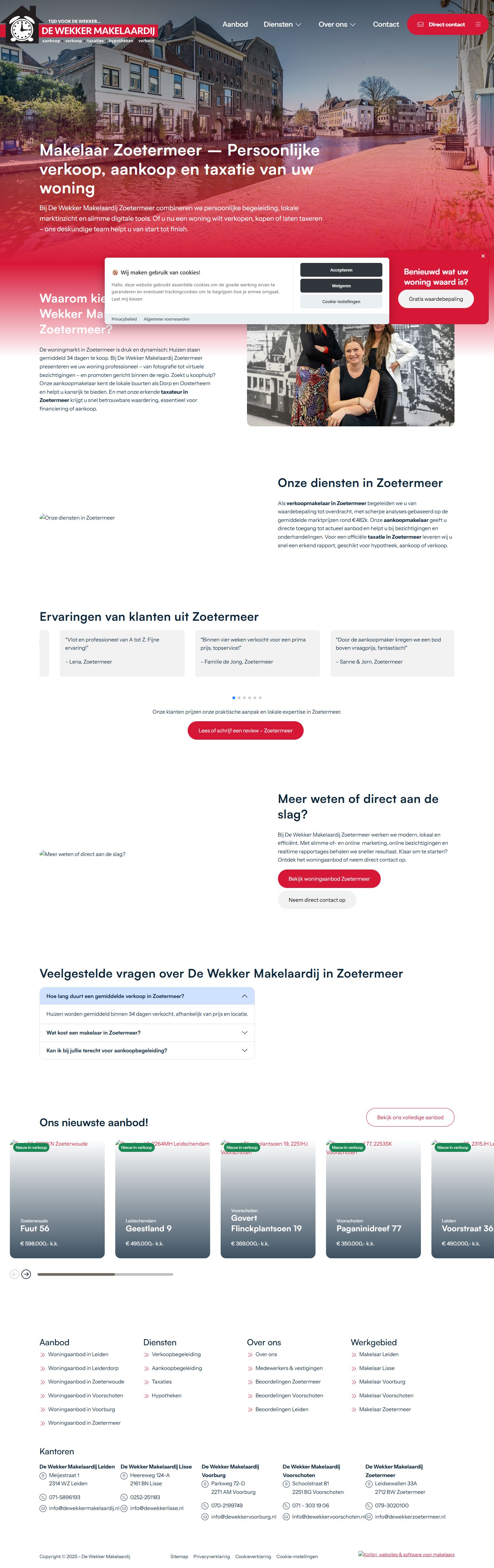 Screenshot of the website of www.dewekkerzoetermeer.nl