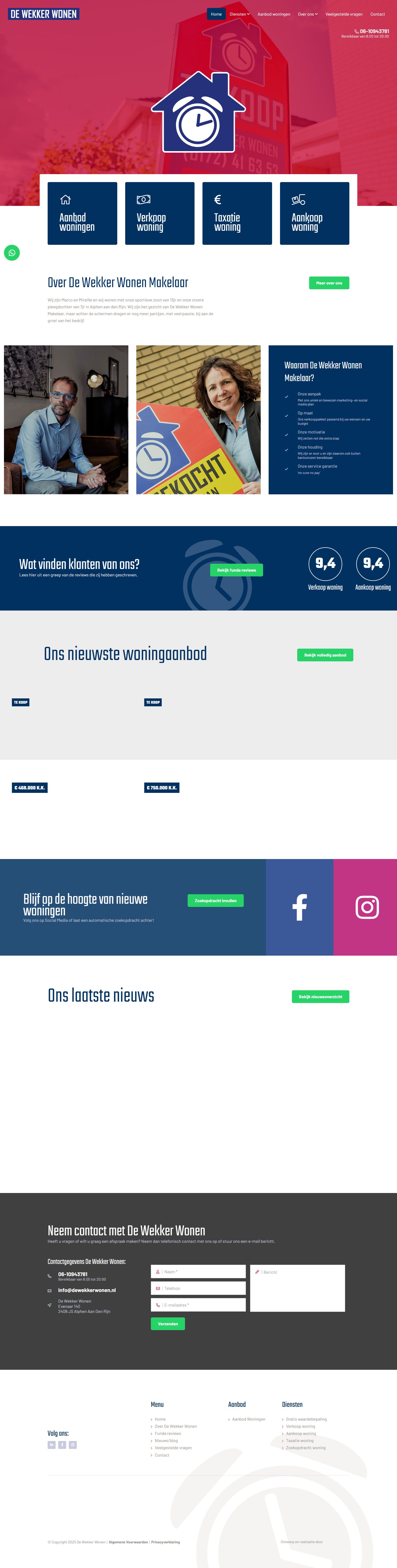 Screenshot van de website van www.dewekkerwonen.nl