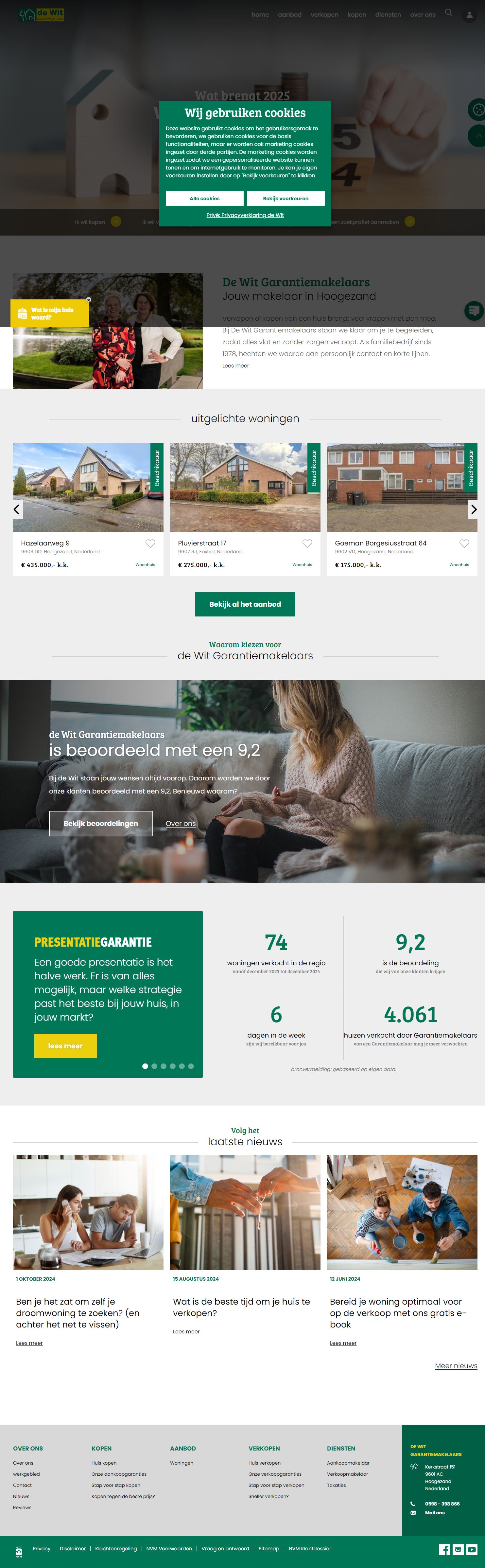 Screenshot van de website van www.dewitgarantiemakelaars.nl