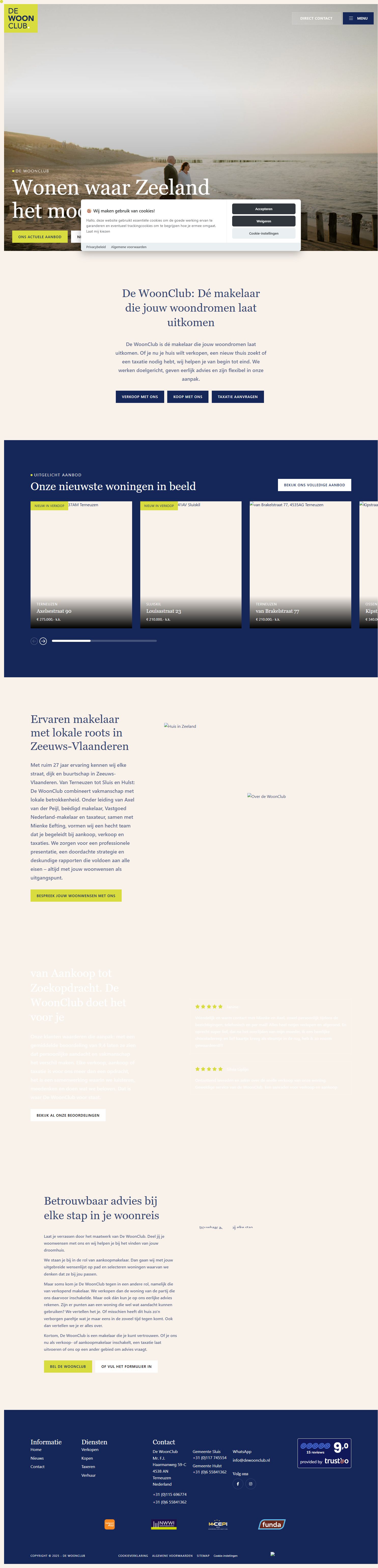 Screenshot van de website van www.dewoonclub.nl