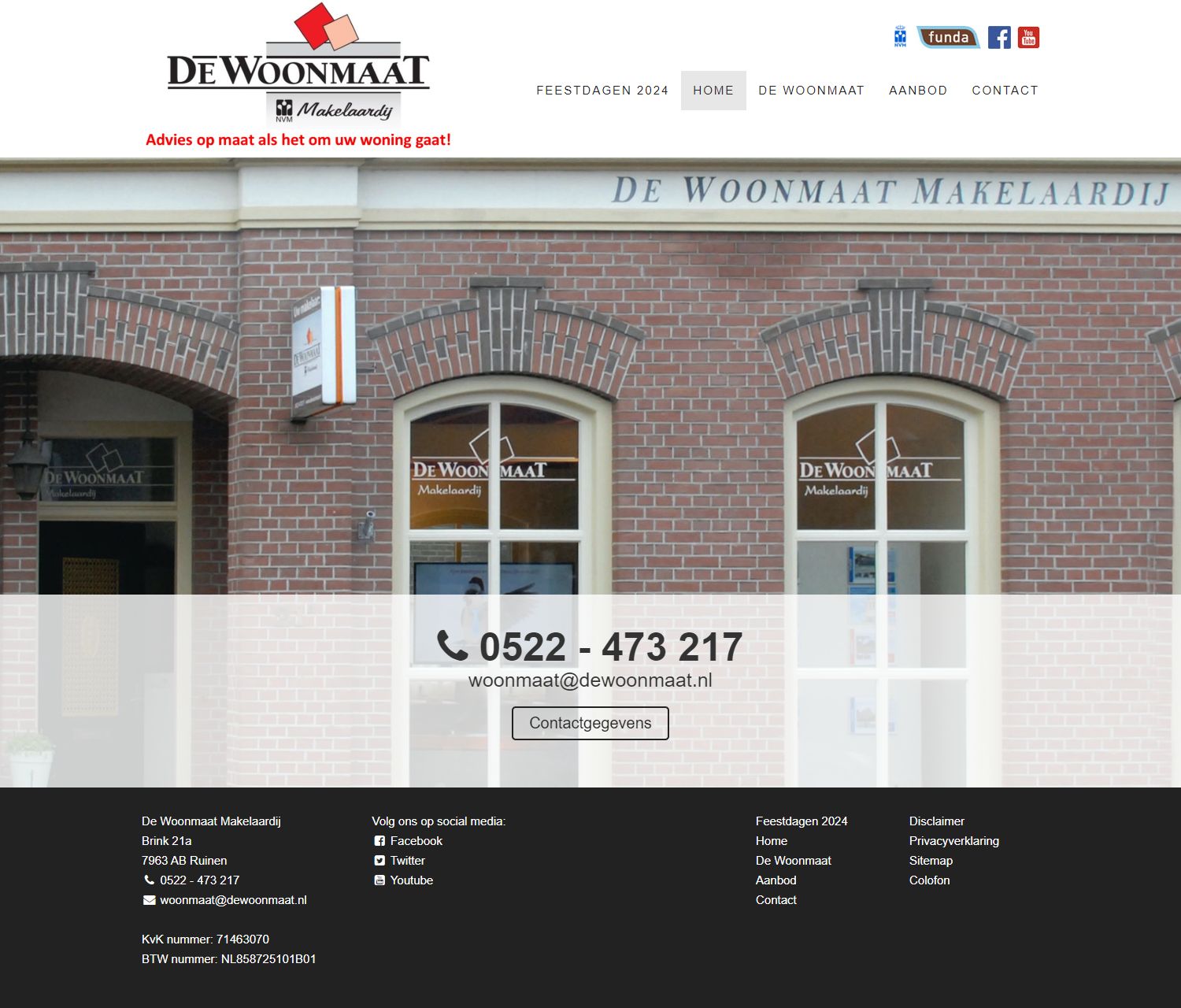 Screenshot van de website van www.dewoonmaat.nl