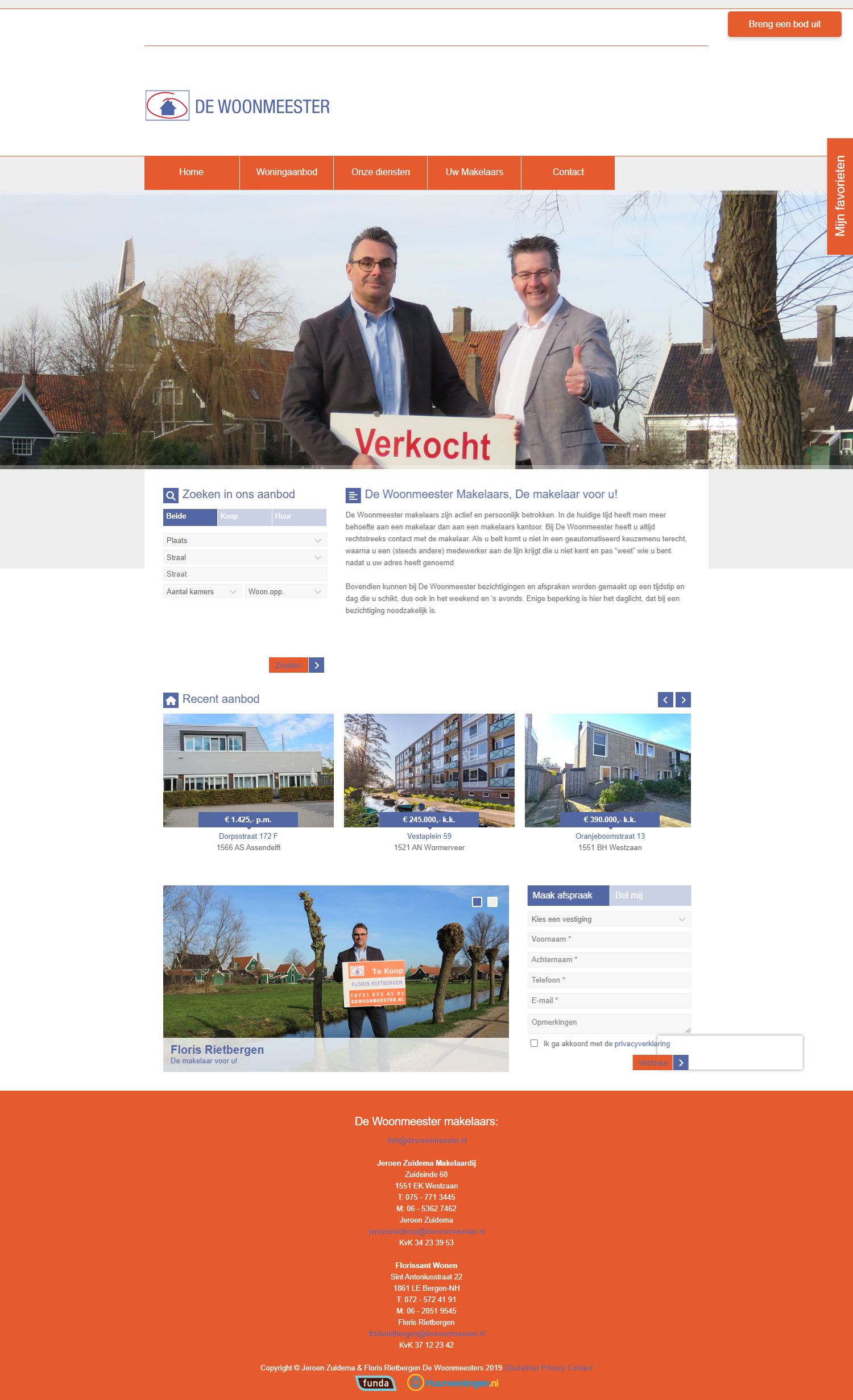 Screenshot van de website van dewoonmeester.nl