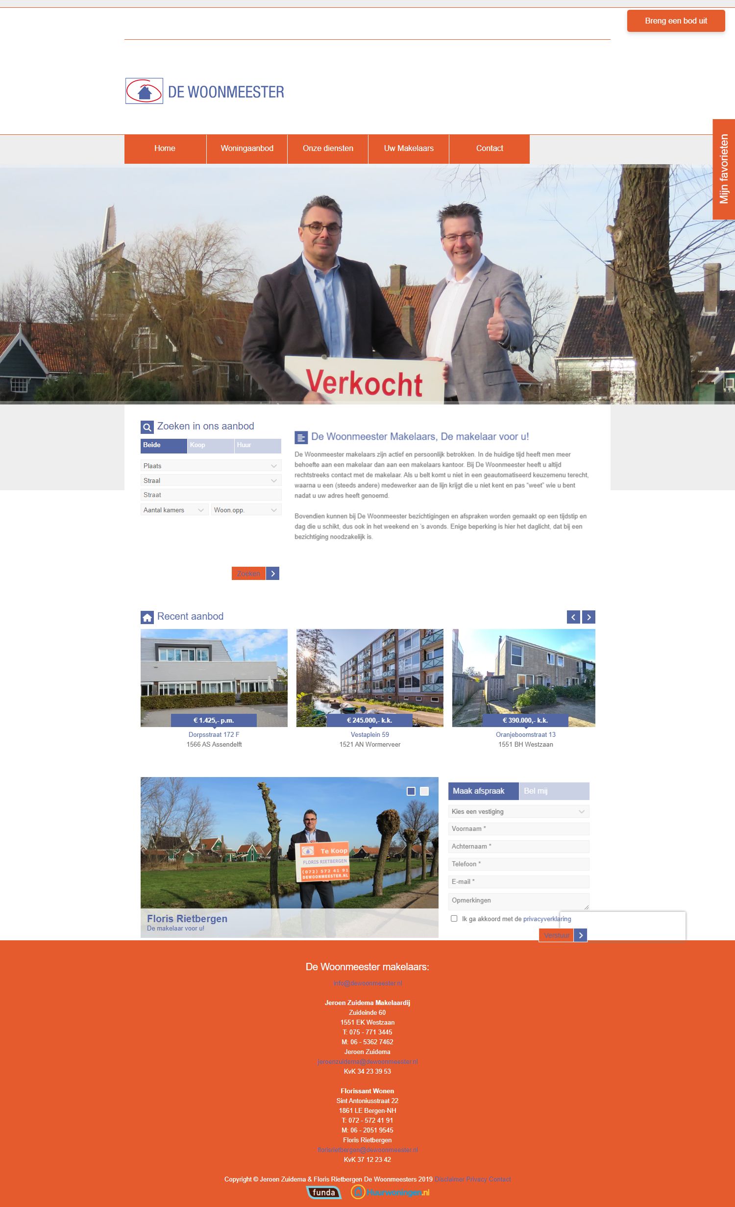 Screenshot van de website van www.dewoonmeester.nl