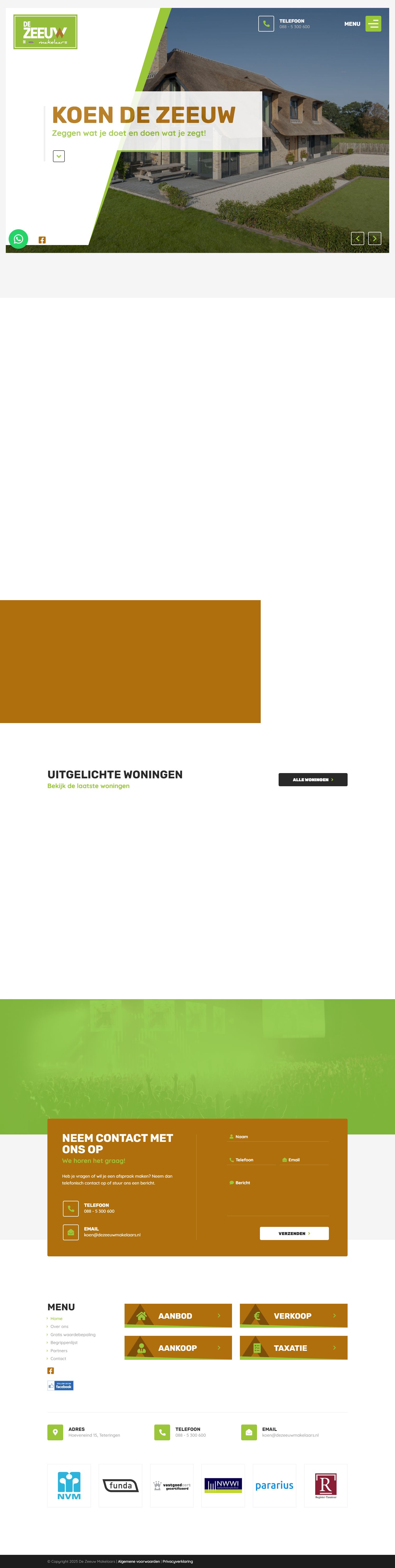 Screenshot van de website van www.dezeeuwmakelaars.nl