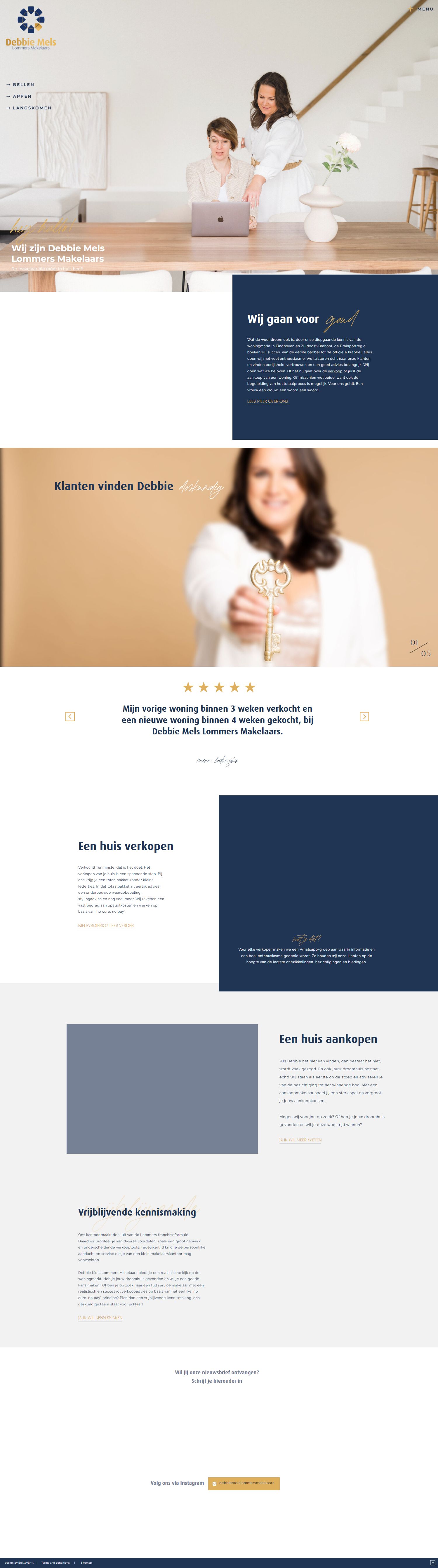 Screenshot of the website of www.debbiemels.nl