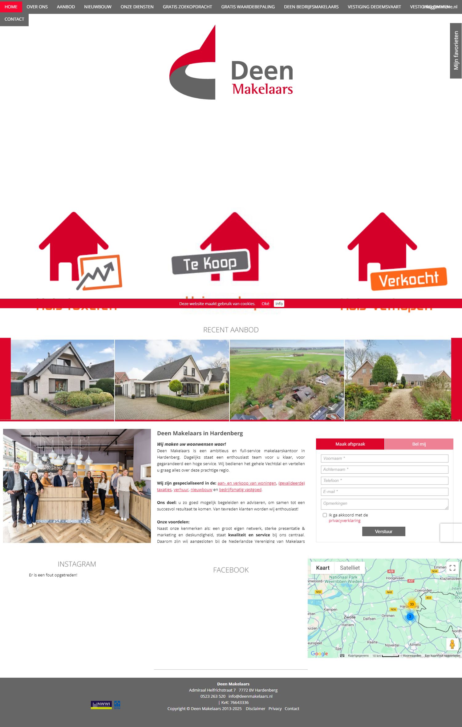 Screenshot van de website van www.deenmakelaars.nl