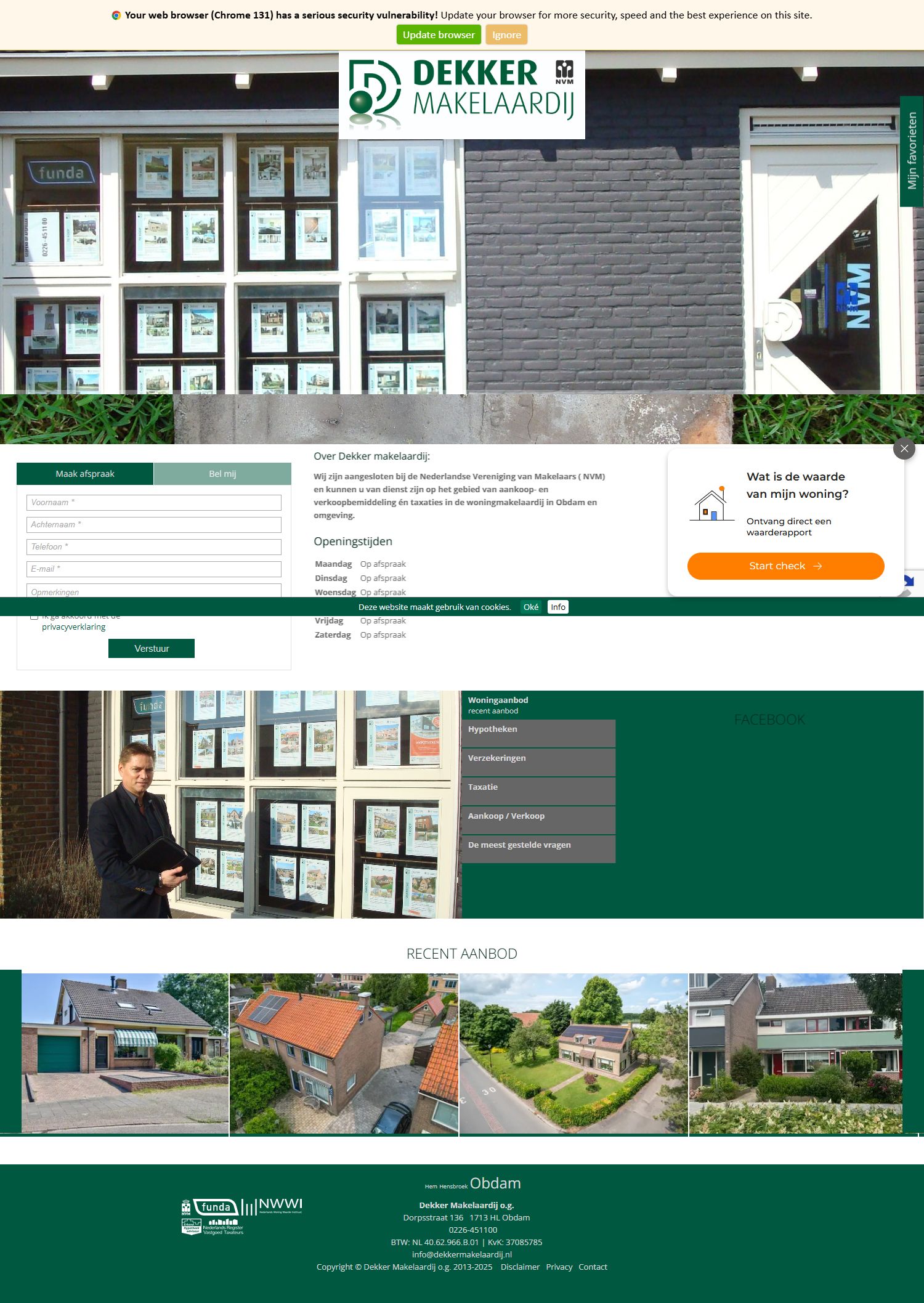 Capture d'écran du site web de www.dekkermakelaardij.nl